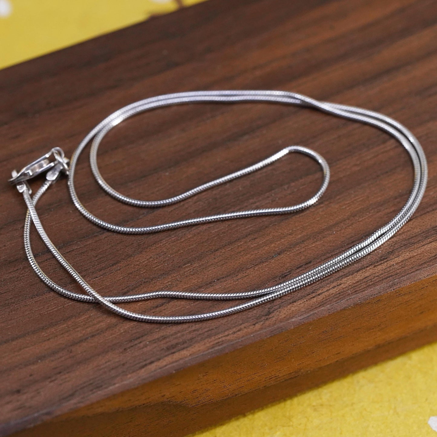 18" 1mm, vintage Sterling silver necklace, Italy 925 snake chain