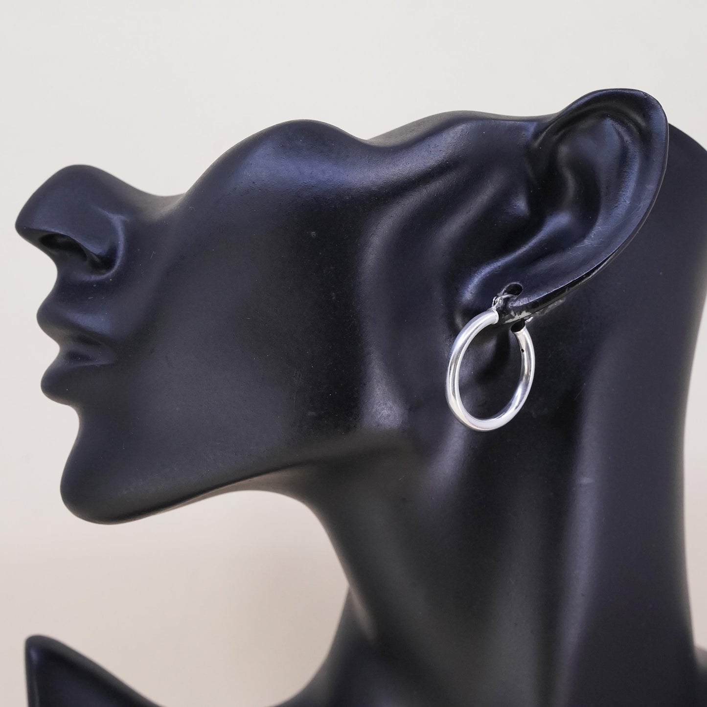 1", Vintage sterling silver loop single earring, minimalist primitive hoop