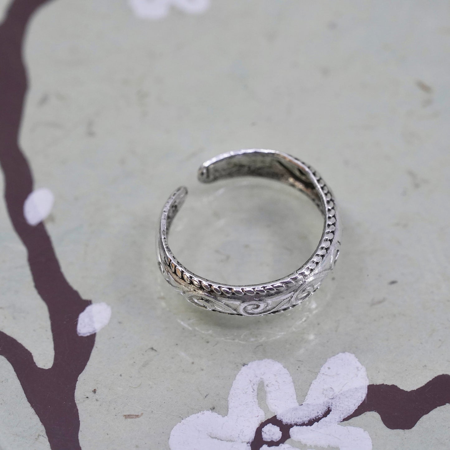 Size 3.25, vintage Sterling silver handmade ring, 925 wavy band
