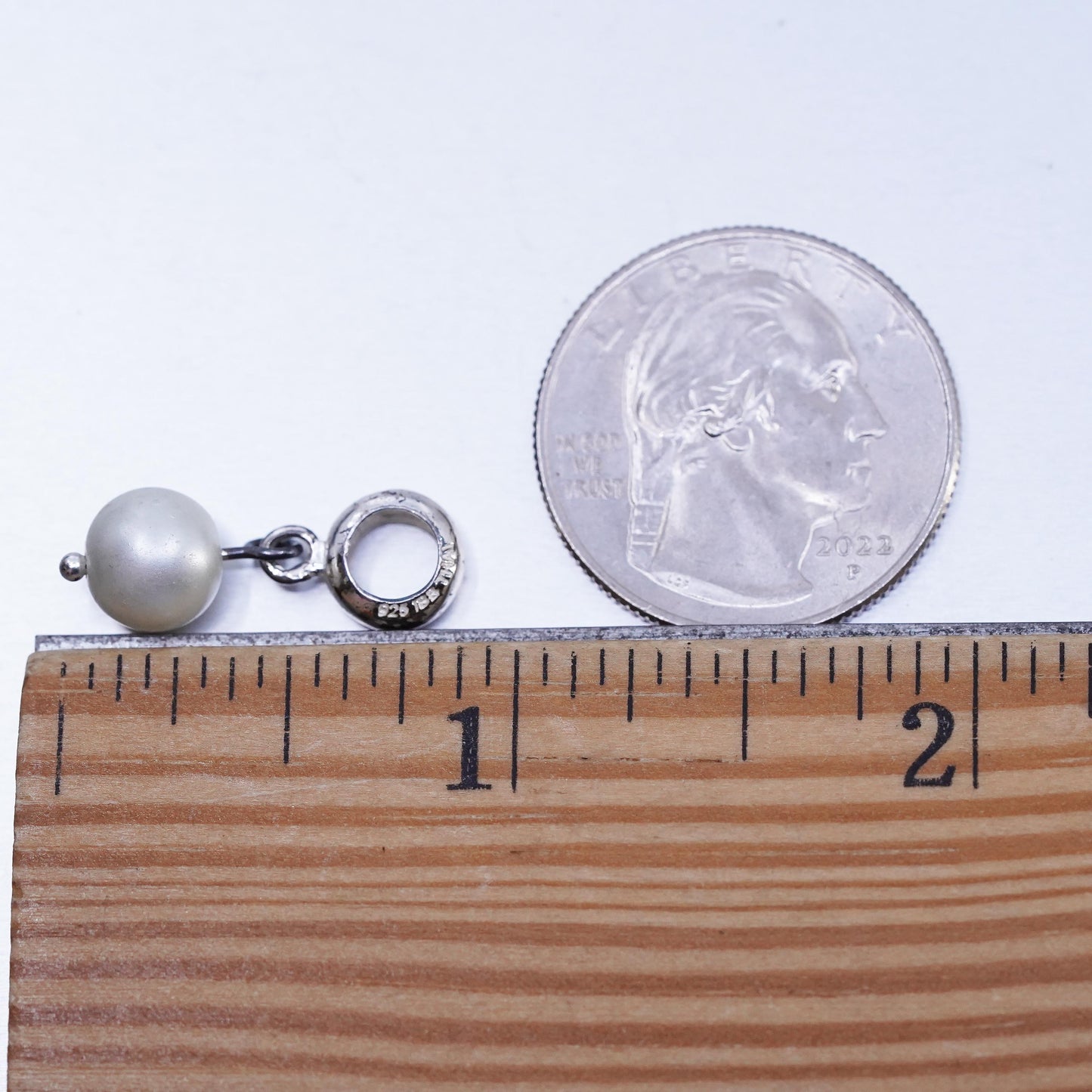 Vintage IBB sterling 925 silver handmade charm pendant with pearl