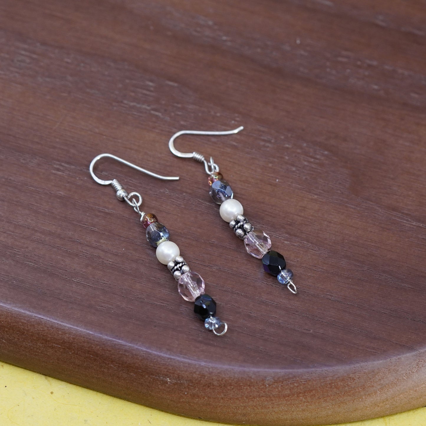 vintage Sterling 925 silver earrings with crystal and pearl