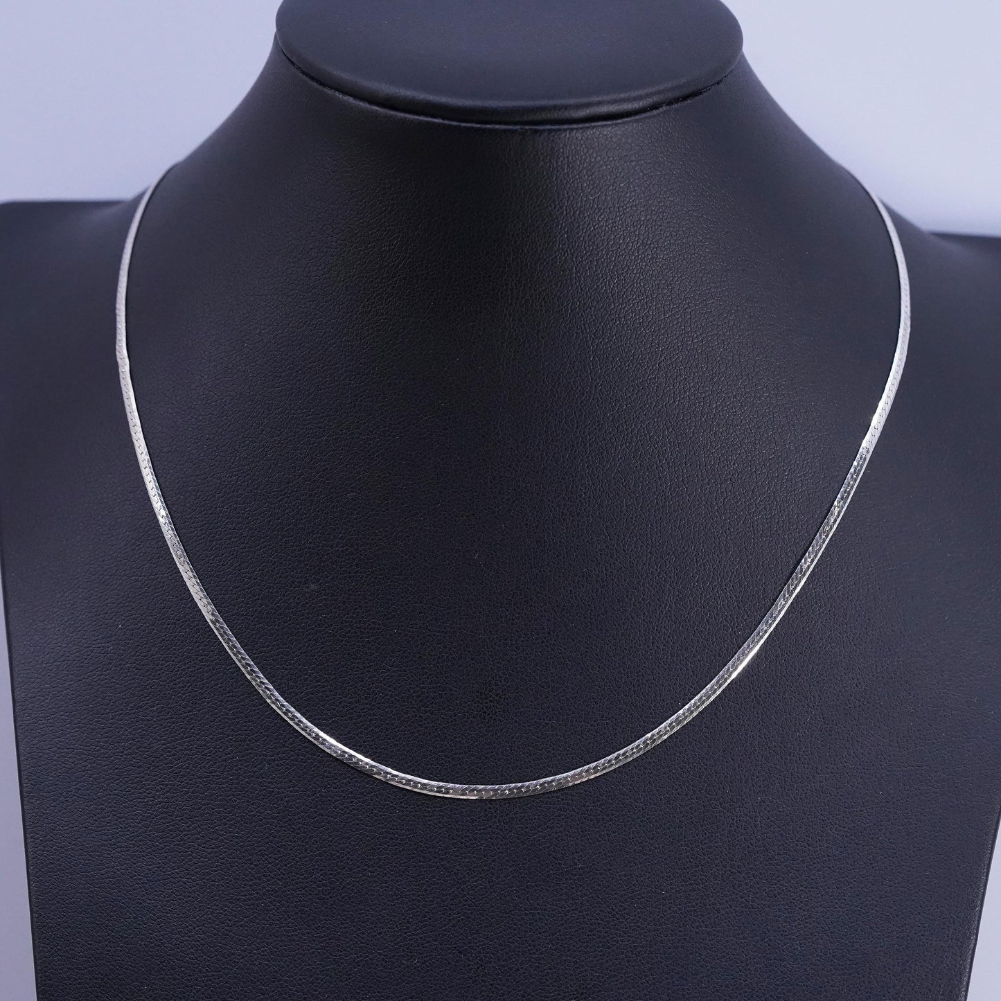 16" 2mm, vintage Sterling silver handmade chain, 925 herringbone necklace