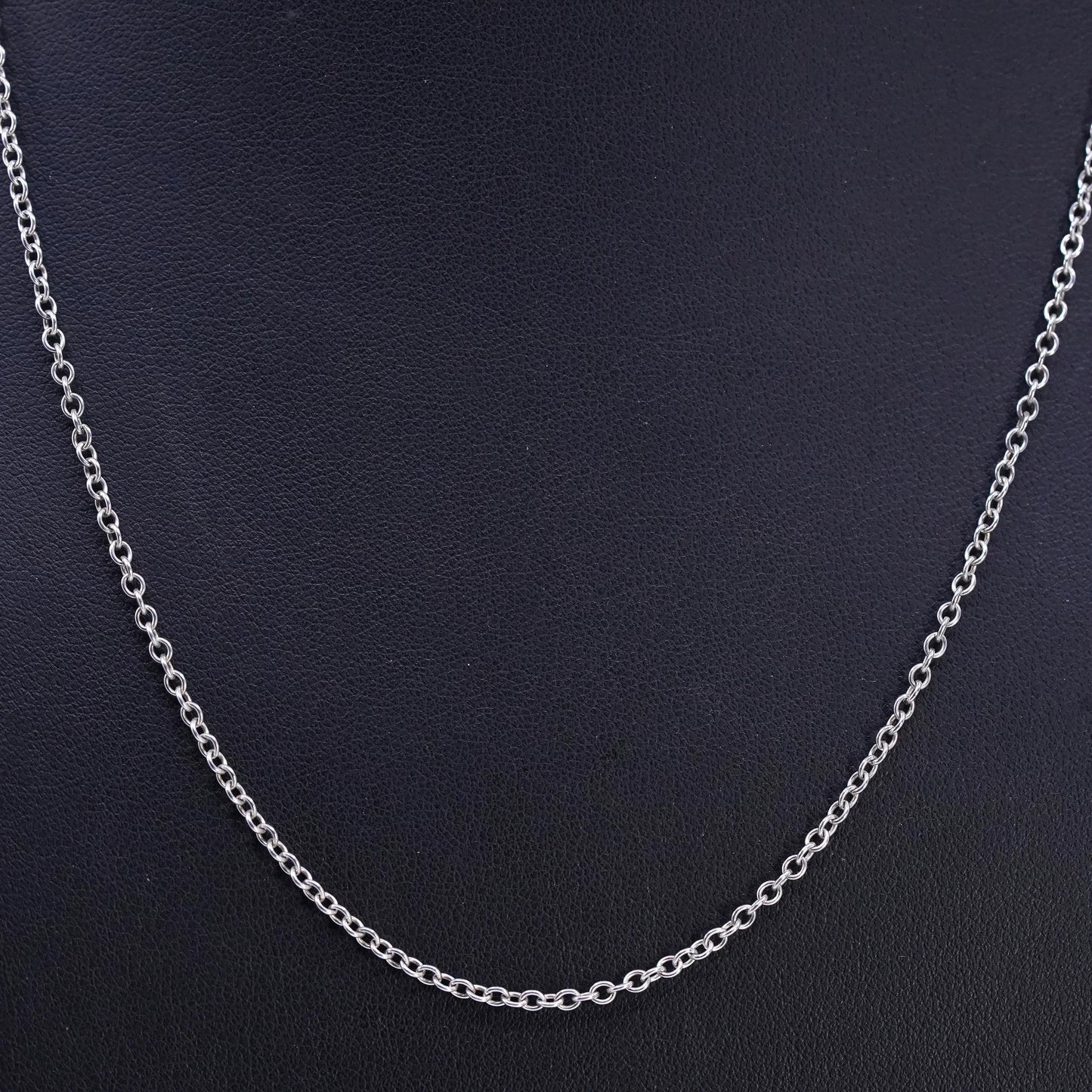 18+2" 2mm, vintage Sterling 925 silver circle chain necklace