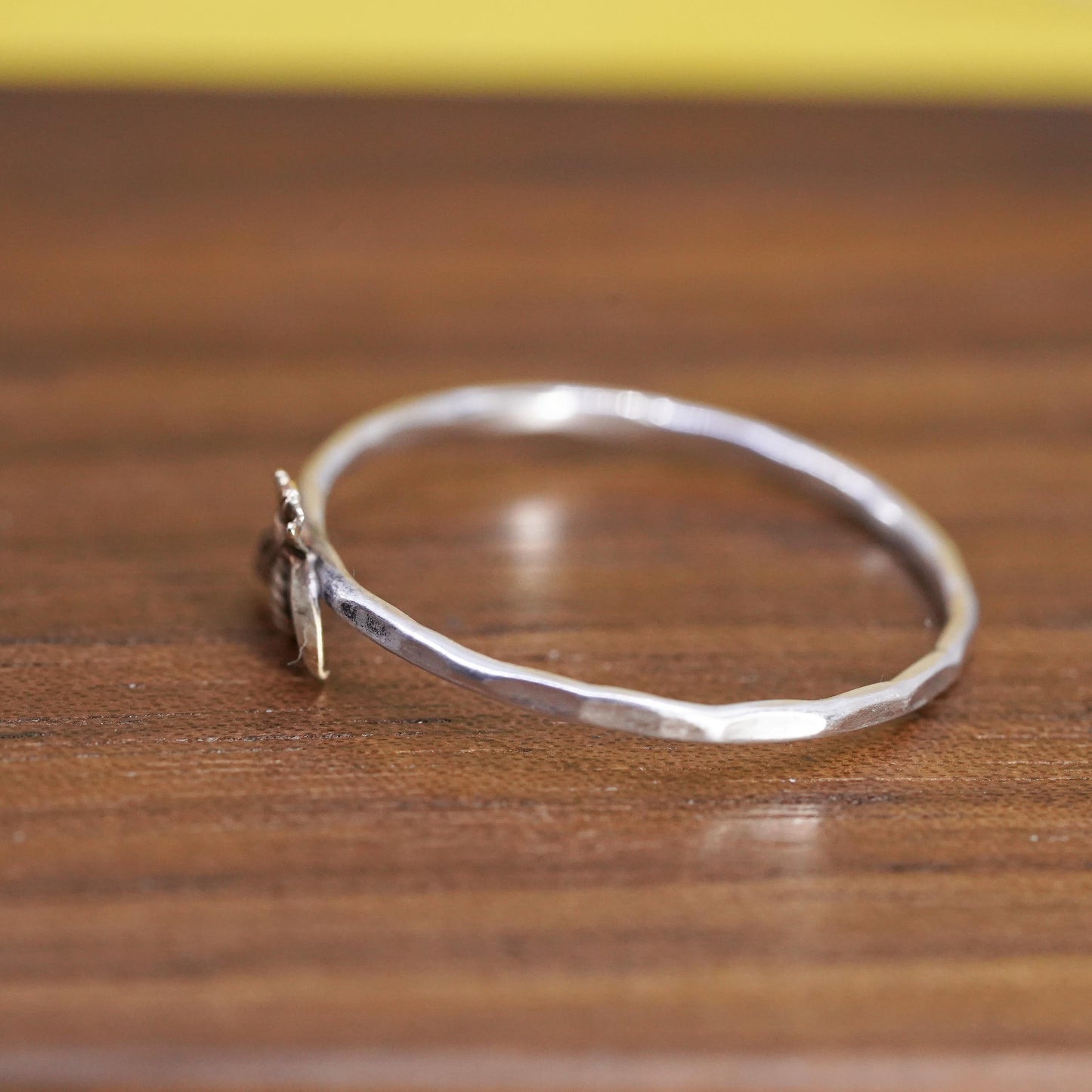 Size 11.5, VTG two tone Sterling silver handmade ring, 925 bee stackable ring