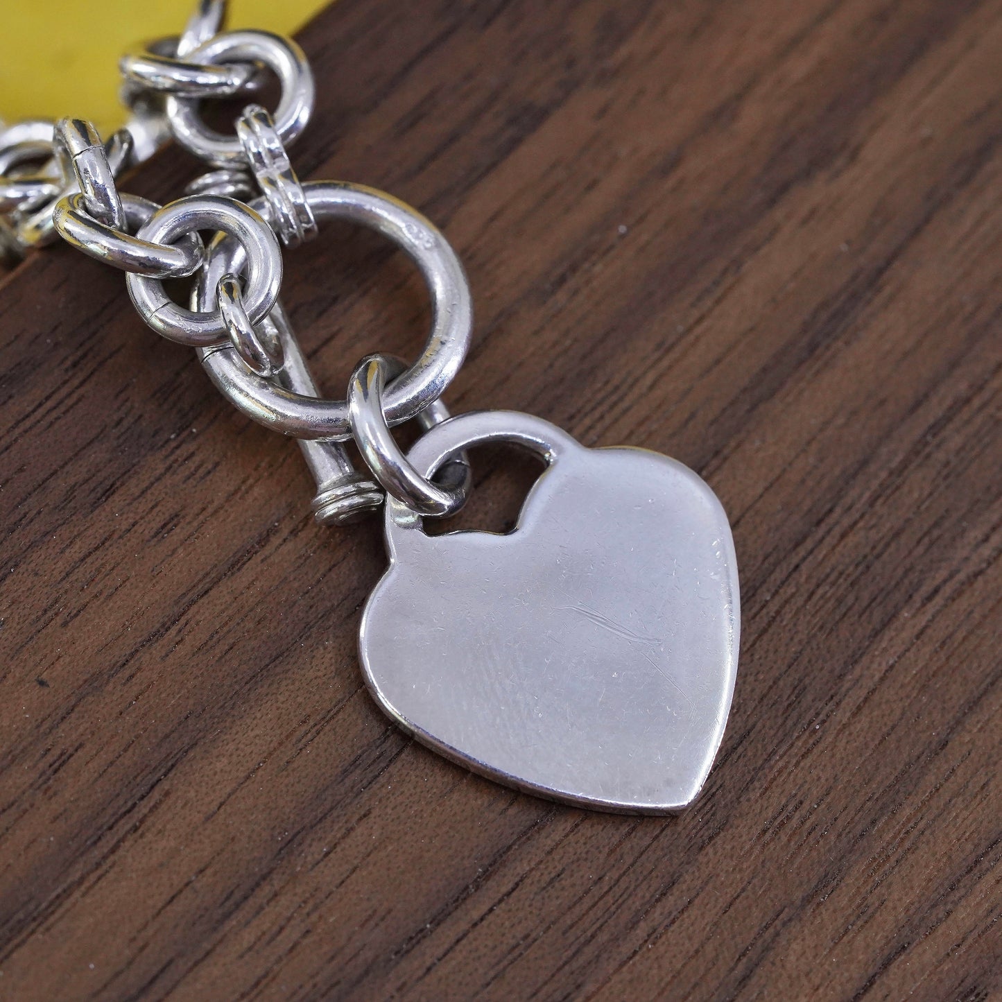 18" sterling silver necklace, 925 large bold circle chain with heart charm