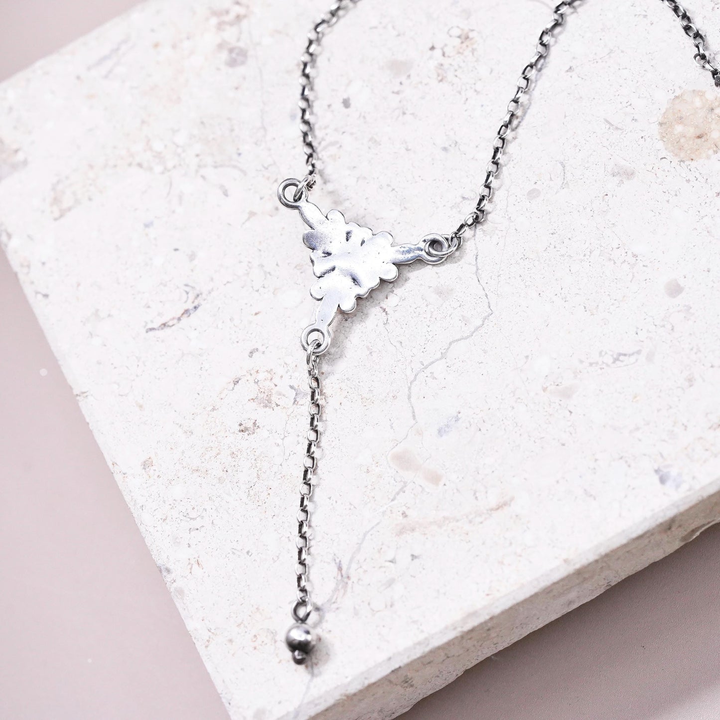 16", vintage Sterling 925 silver handmade necklace w/ freshwater pearl pendant
