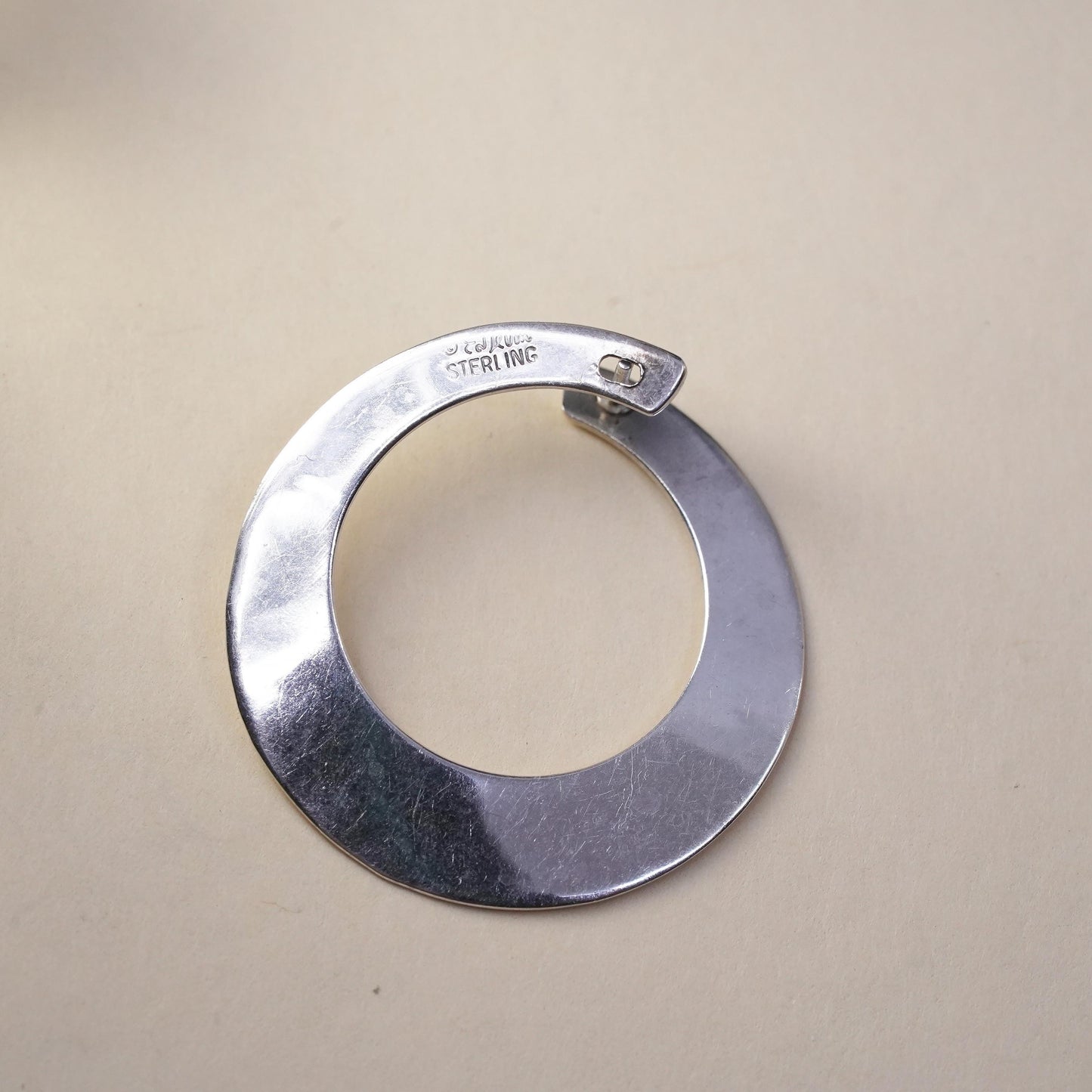 1.25”, Ed Levin Ed Levin Vintage Sterling Silver Swirl Disc single Earring hoop
