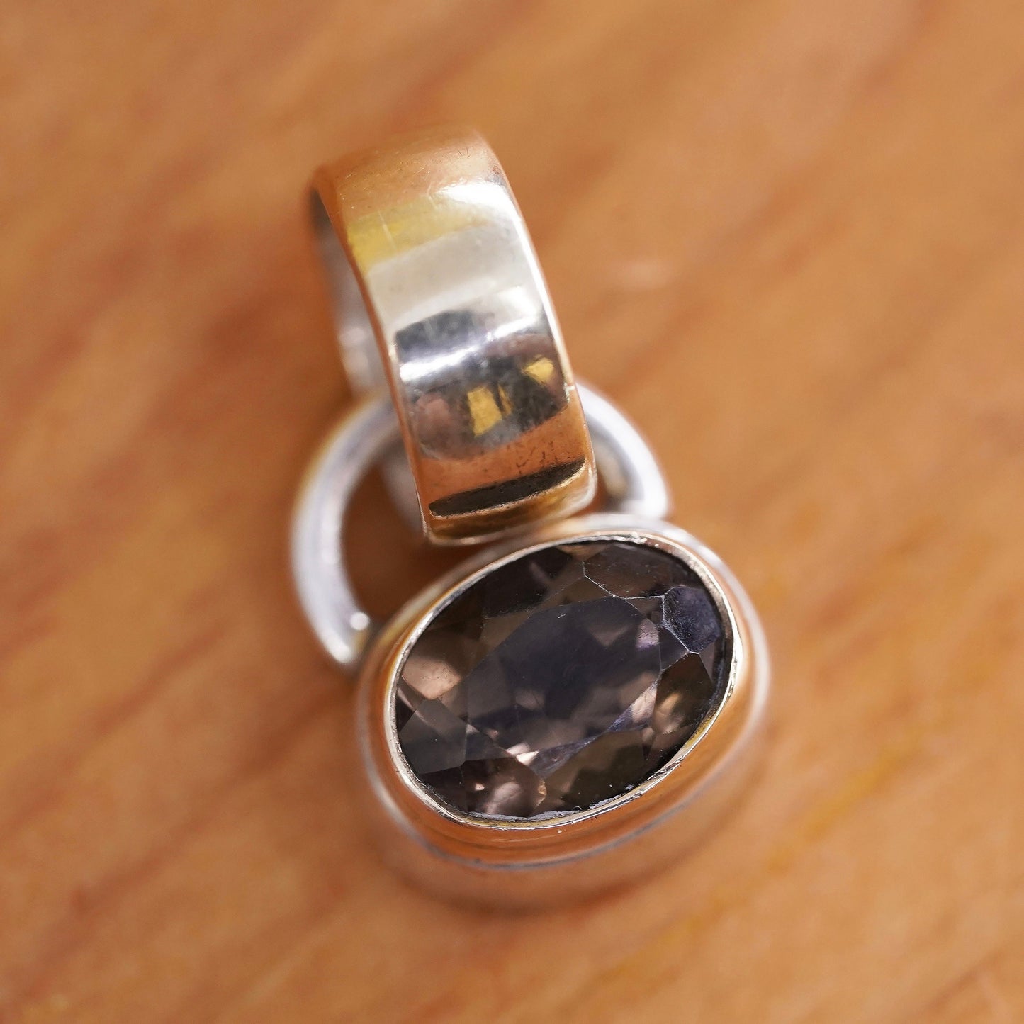 Michael Dawkins jewelry Sterling 925 silver pendant smoky topaz 14K yellow gold