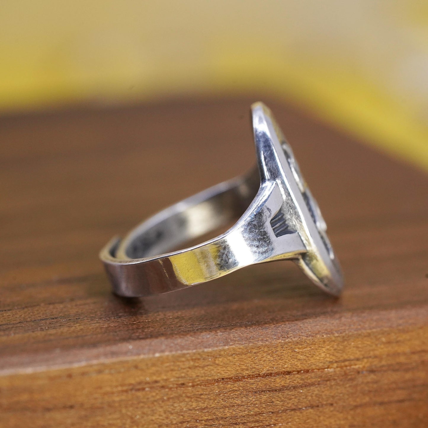 Size adjustable, vintage Sterling silver handmade ring, 925 kokopelli band
