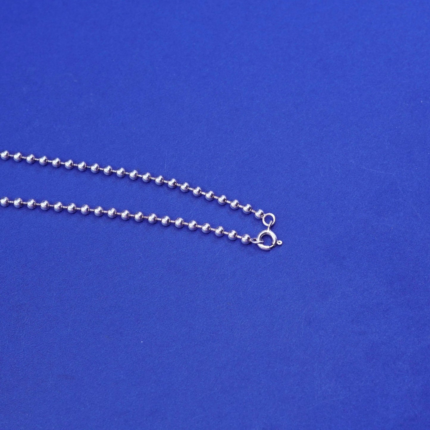 16”, 2mm, vintage Sterling silver necklace, 925 bead chain with heart pendant