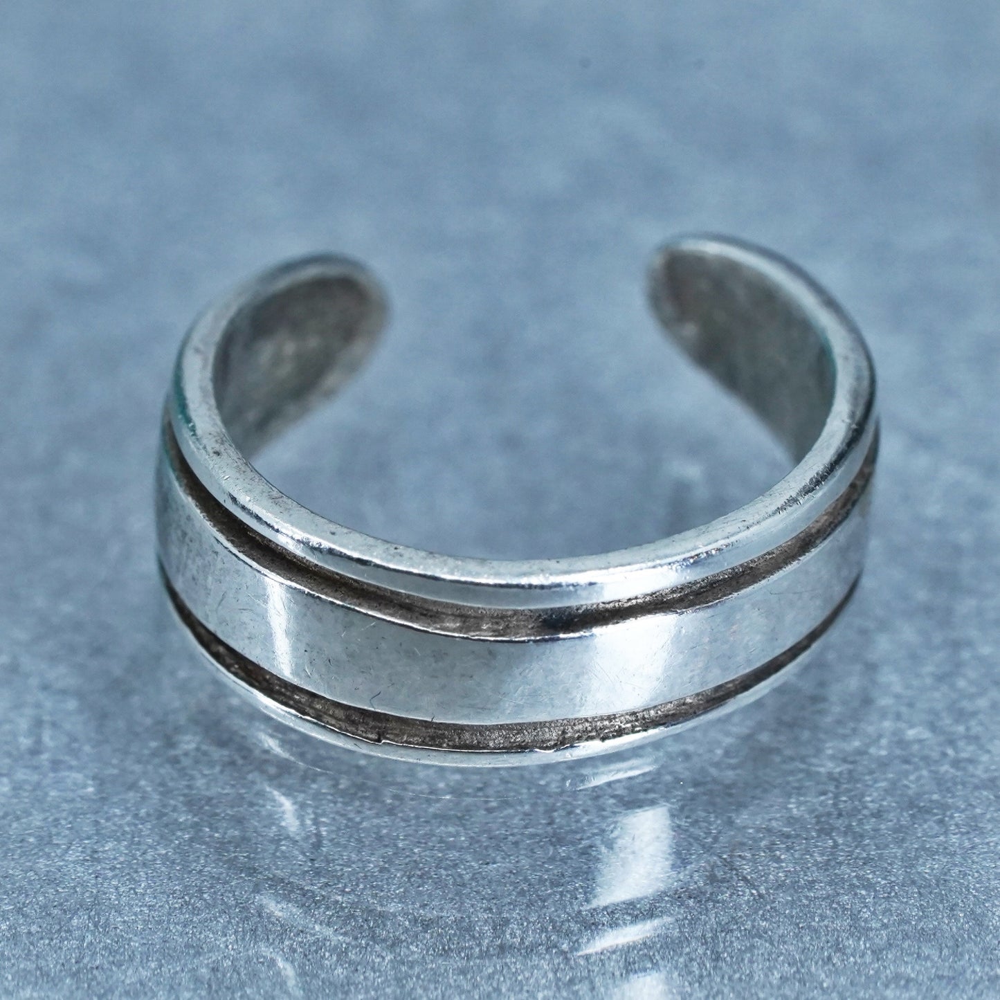 Size 2.25, southwestern Sterling 925 silver handmade ring, textured open band