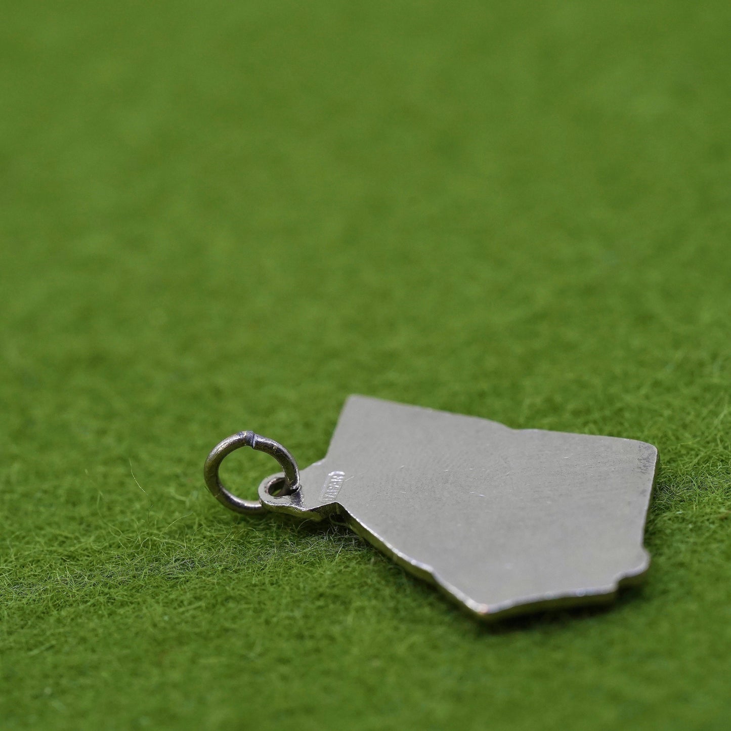 Vintage sterling handmade traveler pendant, 925 enamel Georgia state tag