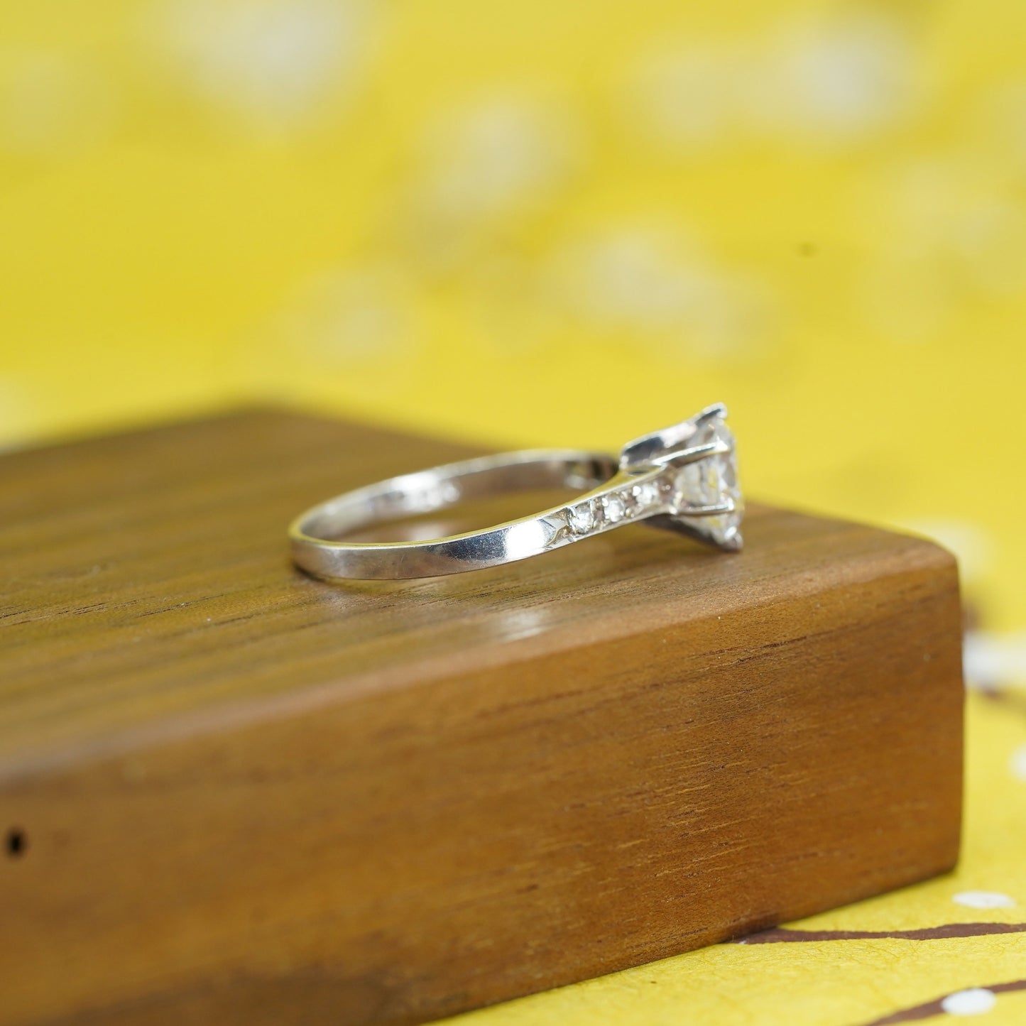 Size 10.5, vintage Sterling silver 925 engagement ring with cz