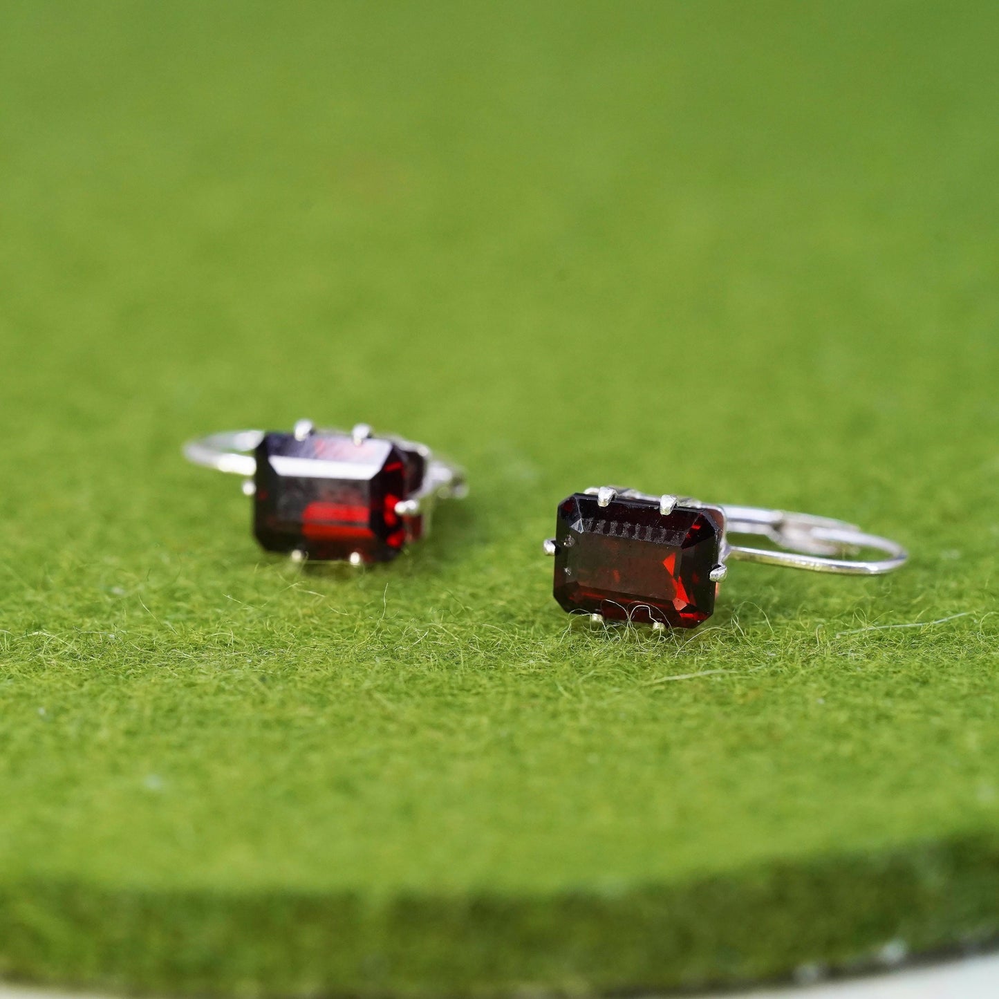Vintage sterling silver 925 handmade earrings with garnet