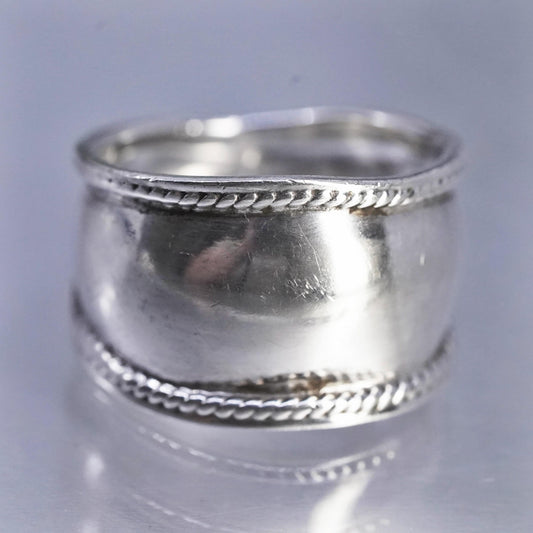 Size 7.5, vintage Sterling 925 silver handmade ring, cable band