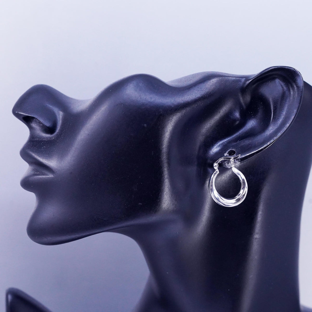 0.75", vintage Sterling silver handmade earrings, twisted 925 hoops