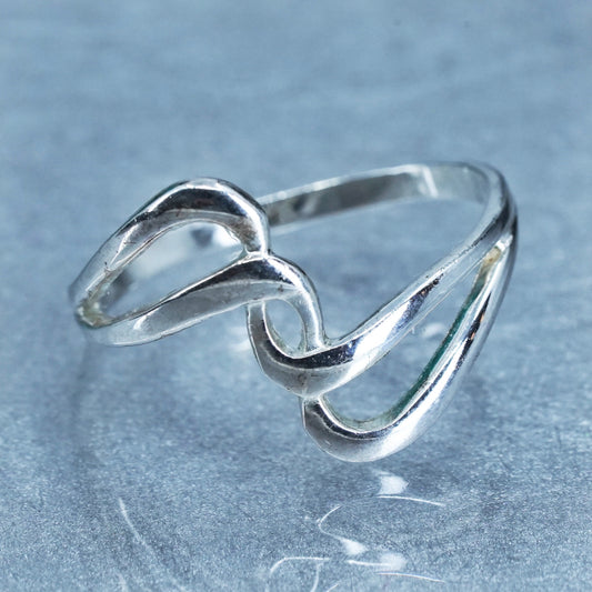Size 8.75, vintage modern Sterling 925 silver handmade ring, wavy band