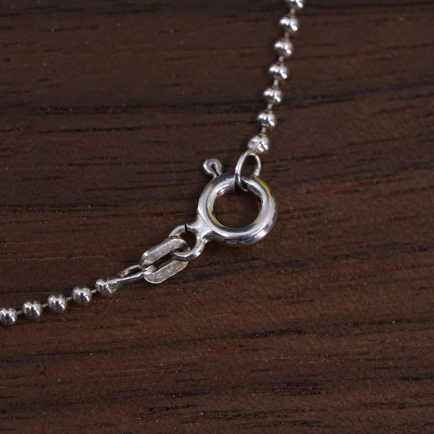 30", Italian Sterling silver necklace, extra long 925 bead puffy heart pendant