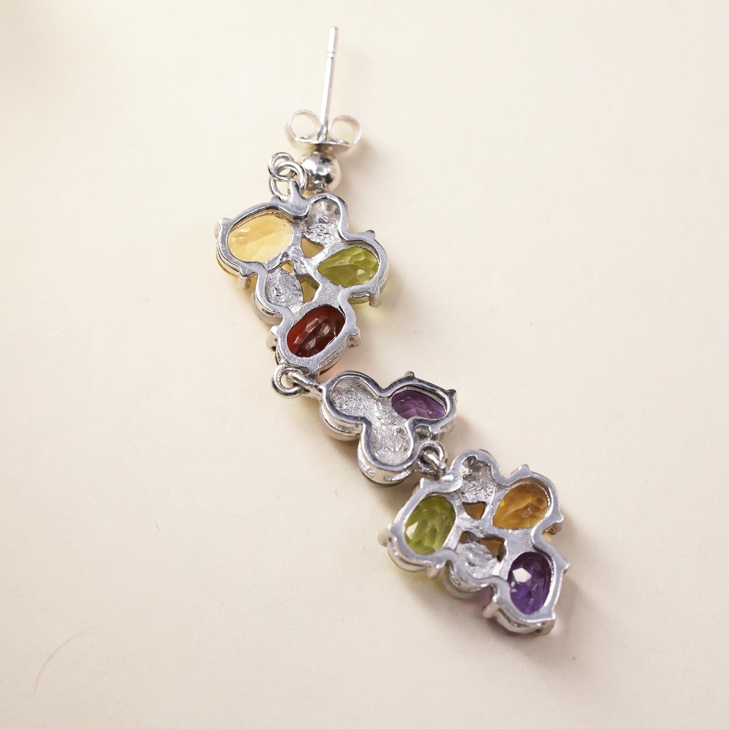 VTG sterling 925 silver single 1 earring citrine Ruby peridot amethyst pearl