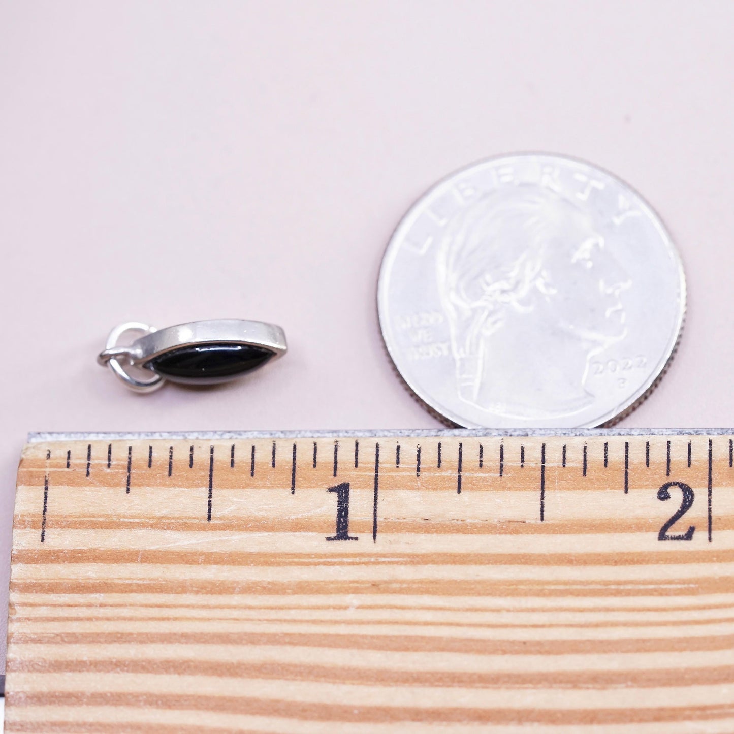 Vintage Sterling silver handmade pendant, 925 onyx charm