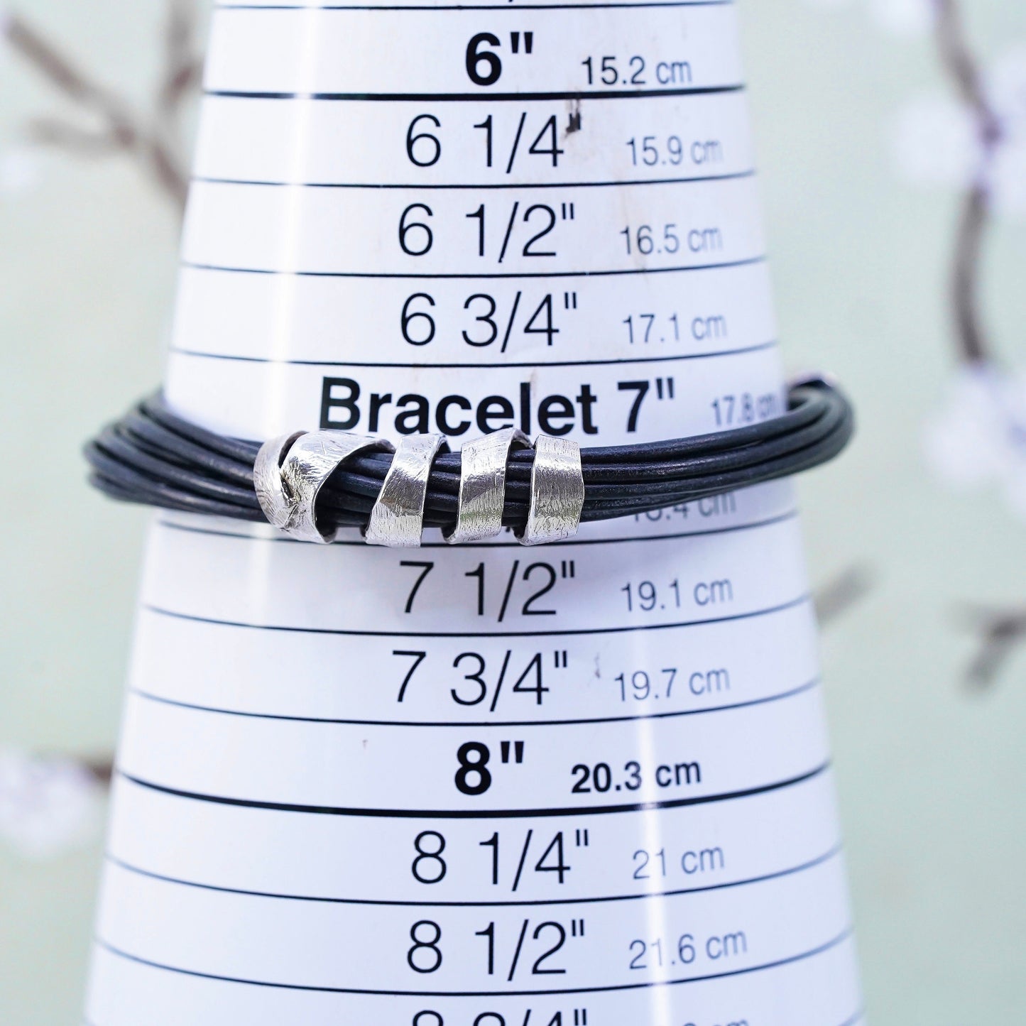 7.25", Silpada Sterling 925 Silver Leather City Sticker Bracelet B3207