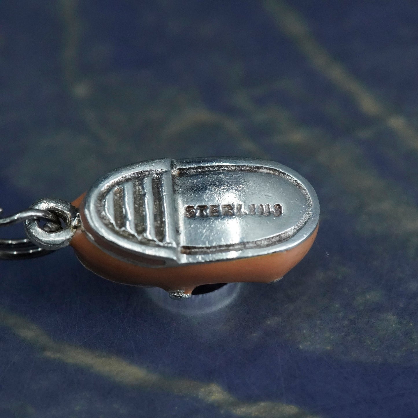 Vintage Sterling silver handmade pendant, 925 pink baby shoe charm