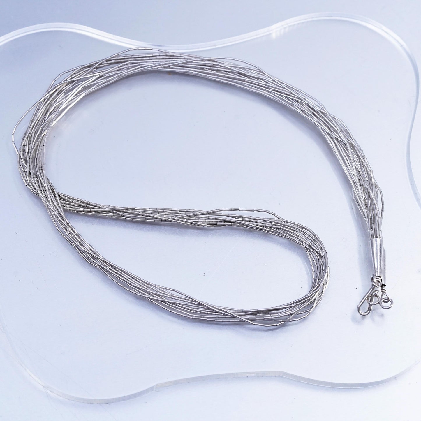 24", liquid Sterling silver 10 strands necklace, Native American handmade chain