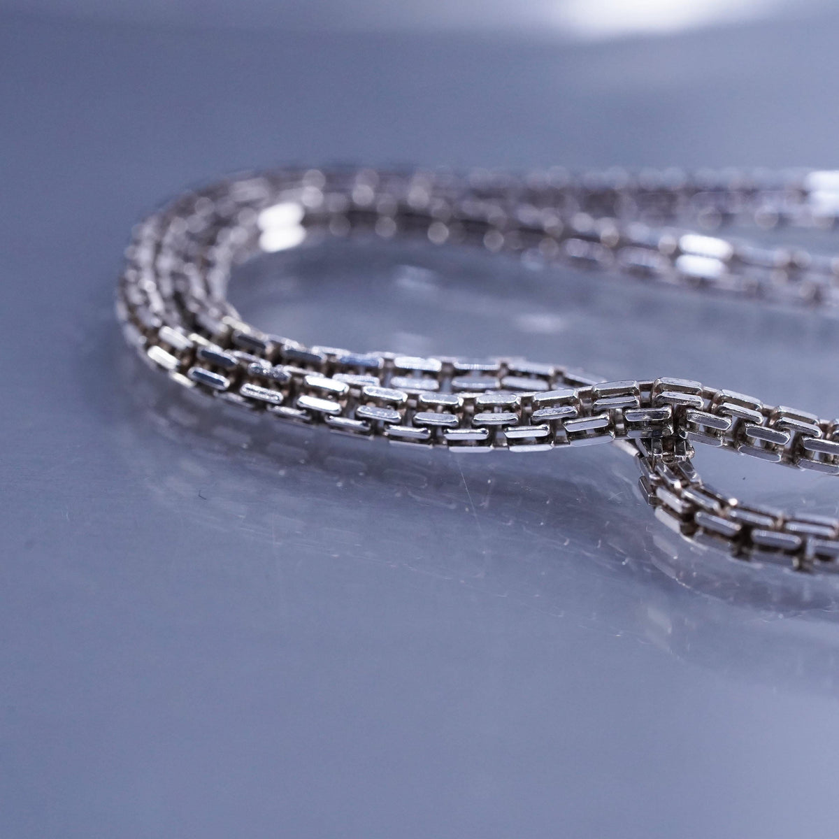 18” 3mm, vintage Sterling 925 silver bold square snake chain necklace