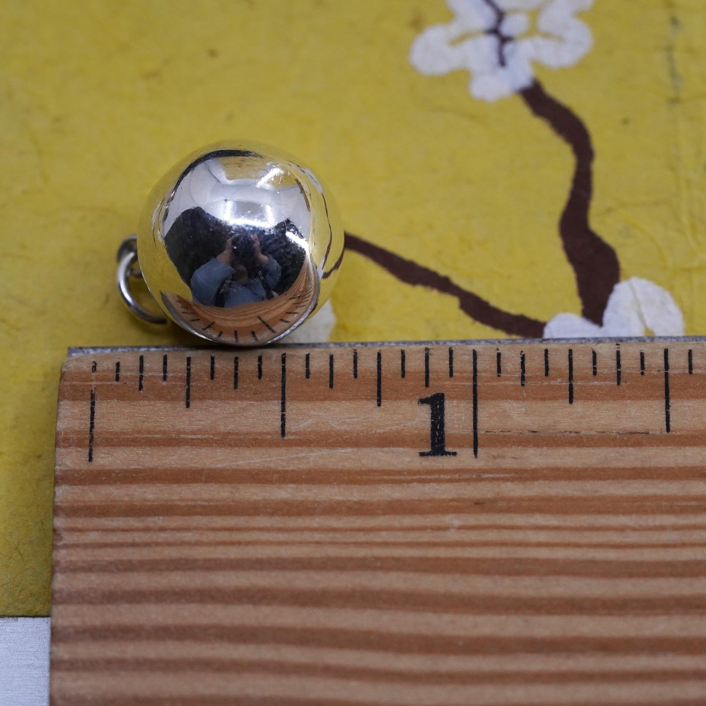 Vintage Sterling silver handmade ball charm, 925 bead charm pendant