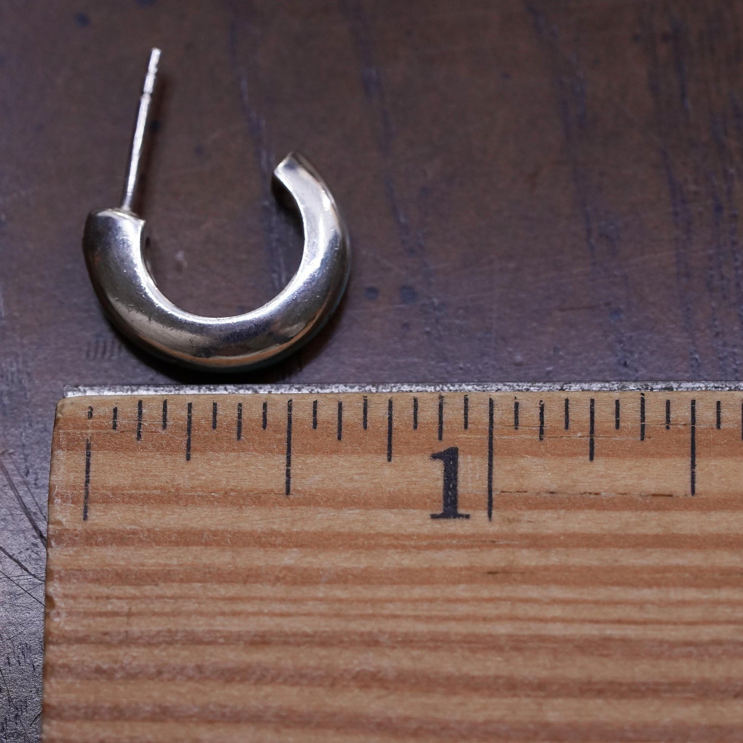 0.5”, Vintage sterling silver single earring, southwestern hoop stud turquoise