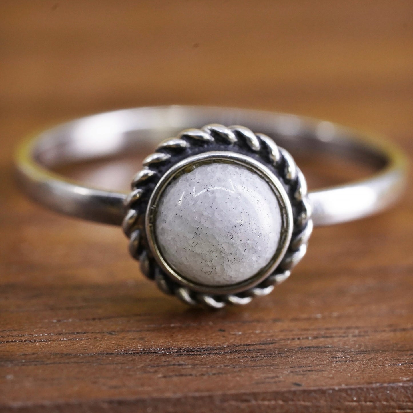 Size 6.5, vintage sterling silver handmade ring, 925 silver band with moonstone