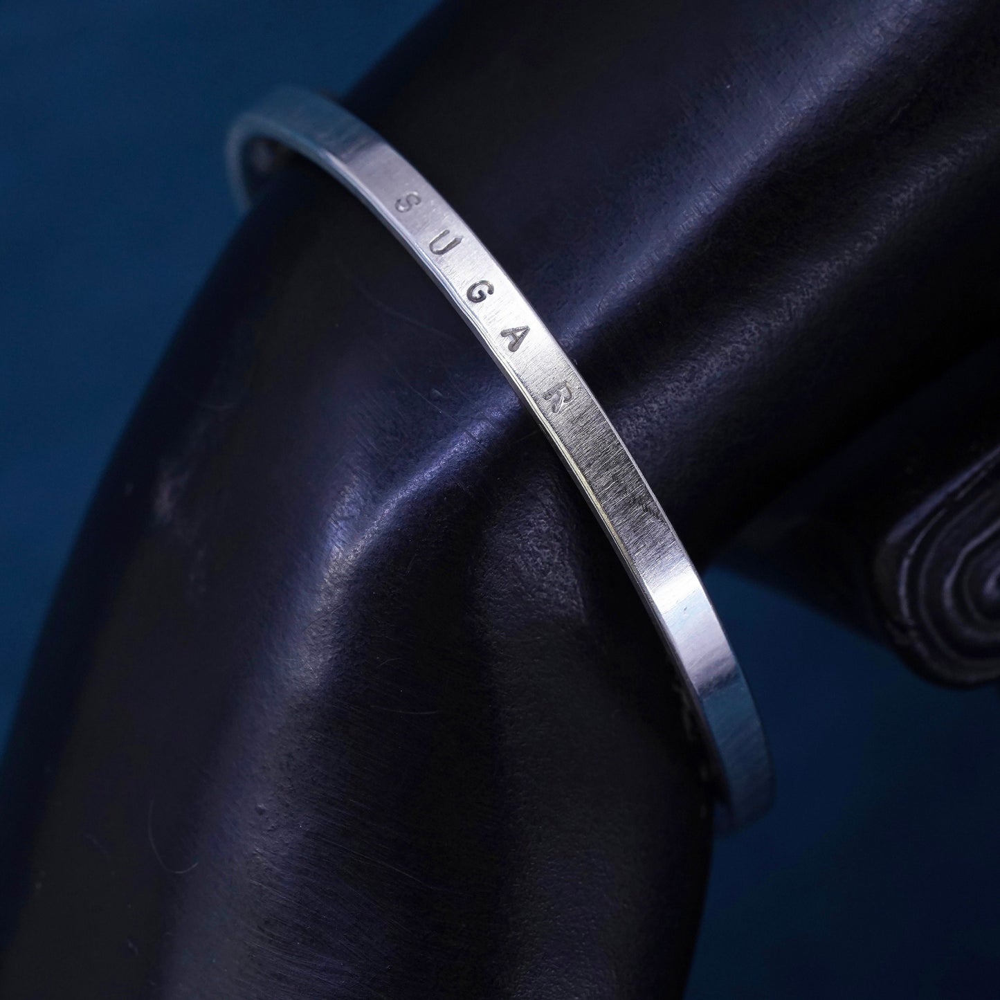 7", vintage sterling silver handmade bracelet, stackable 925 cuff “sugar"