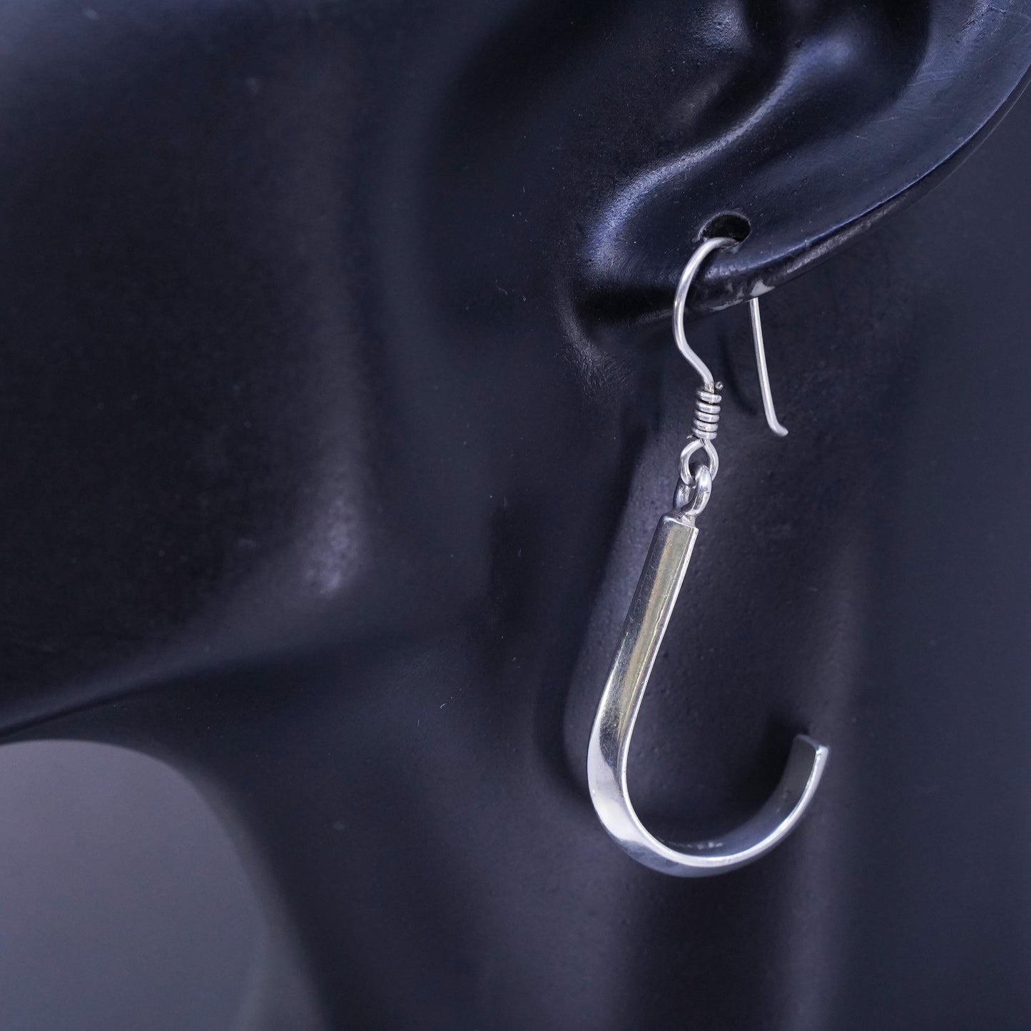 Vintage Mexican Sterling 925 silver handmade letter J earrings