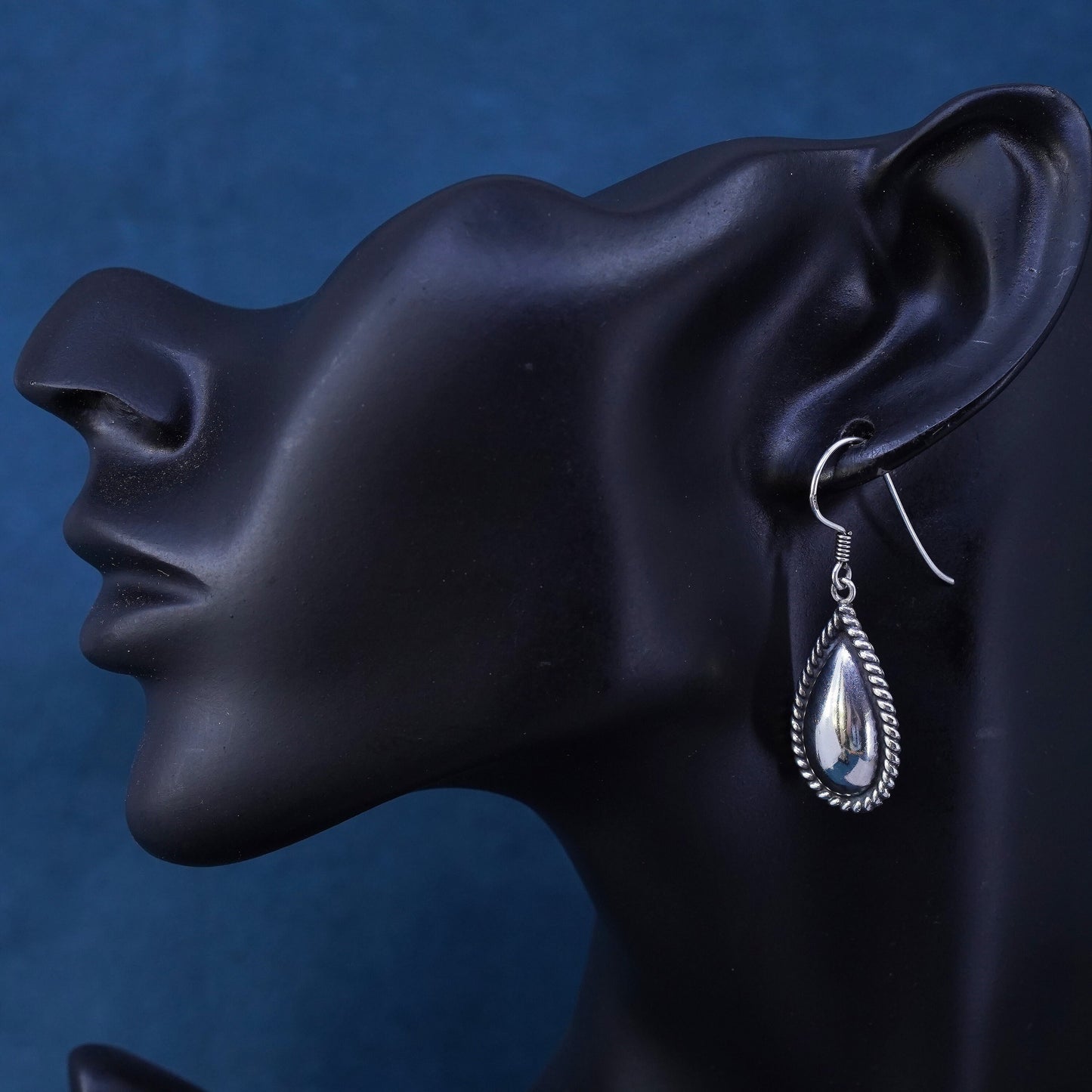 Vintage Sterling silver Handmade earrings, 925 teardrop dangles