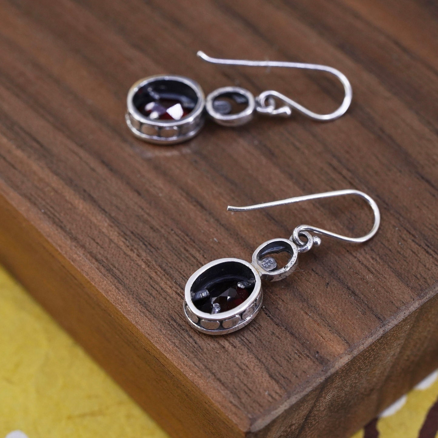 Vintage LUC Sterling 925 silver handmade earrings with ruby