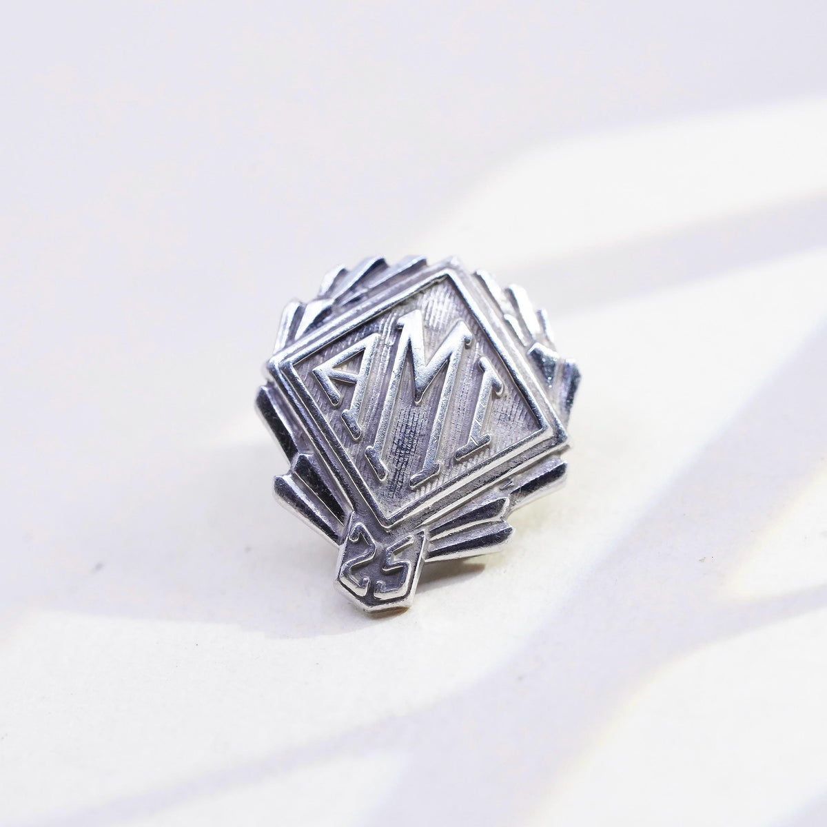 VTG 925 Sterling Silver American Meat Institute AMI 25 Year Service Lapel Pin,