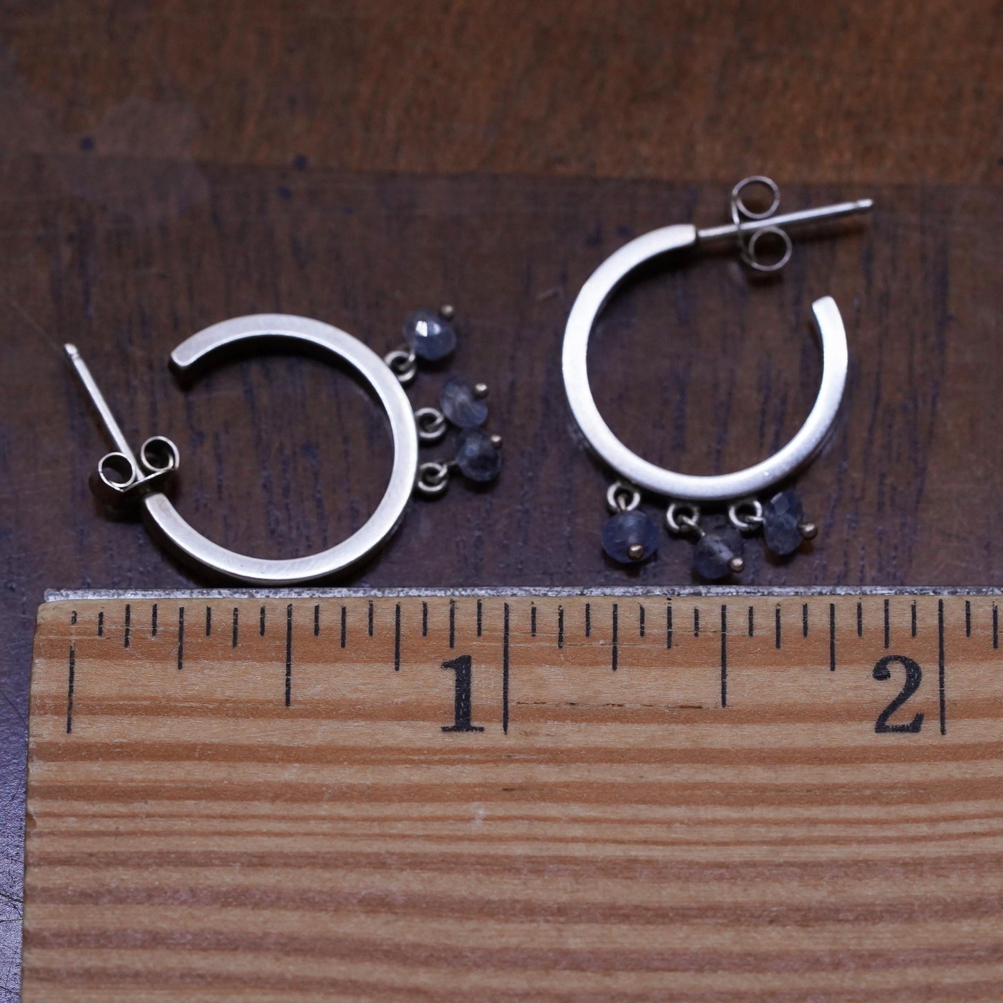 0.5", Canadian Sterling silver earrings, 925 huggie hoop studs topaz beads