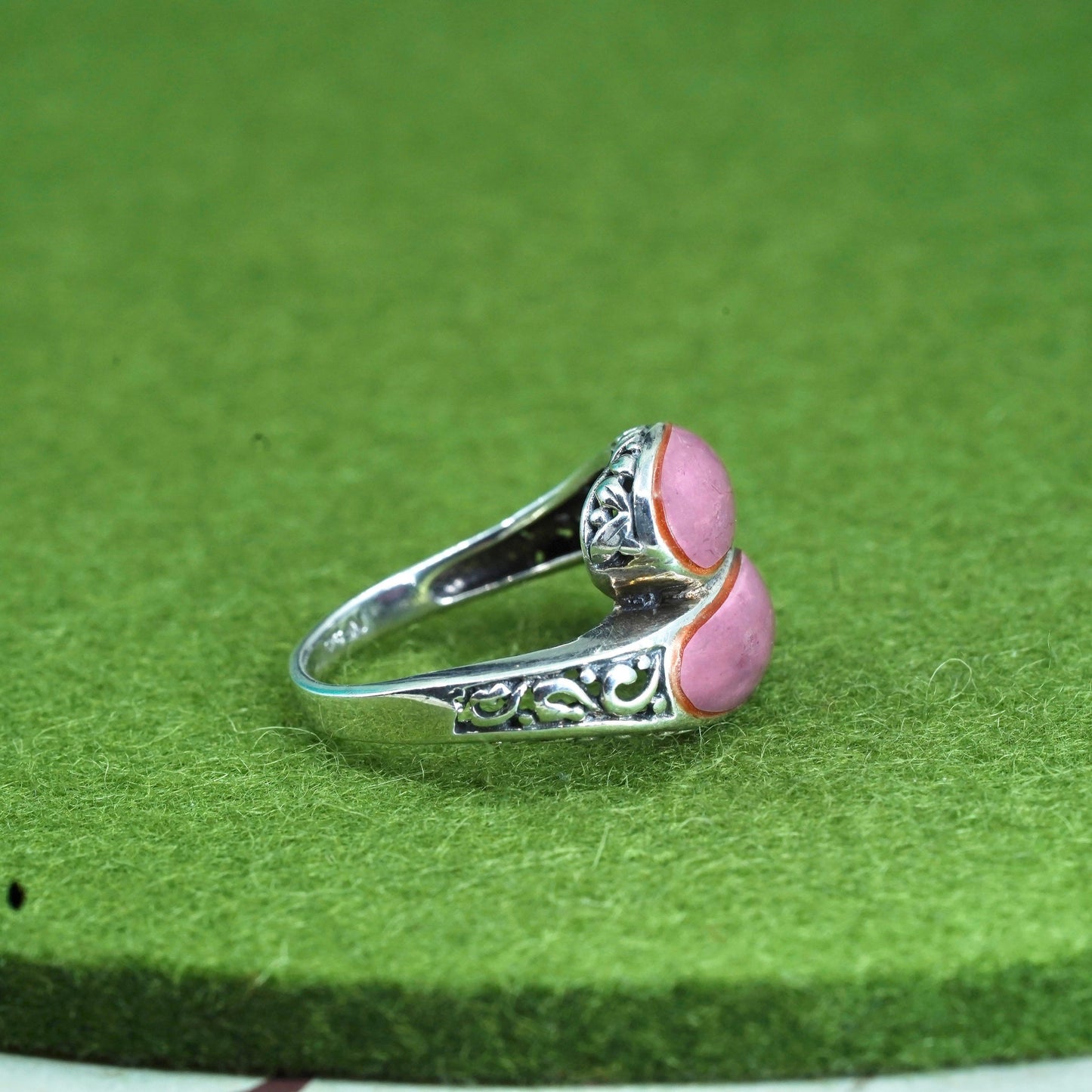 Size 7, vintage Sterling silver handmade ring, 925 with purple stone