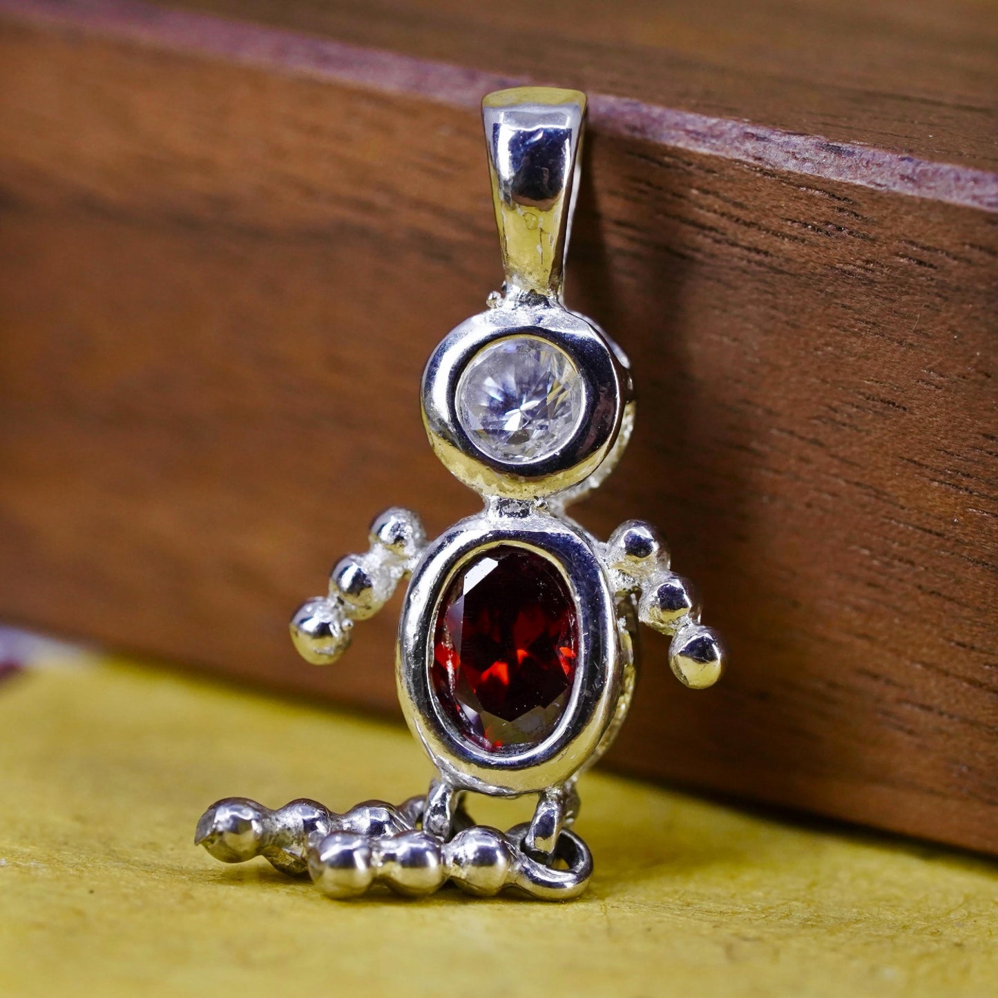 Vintage Sterling silver handmade pendant, 925 ruby boy