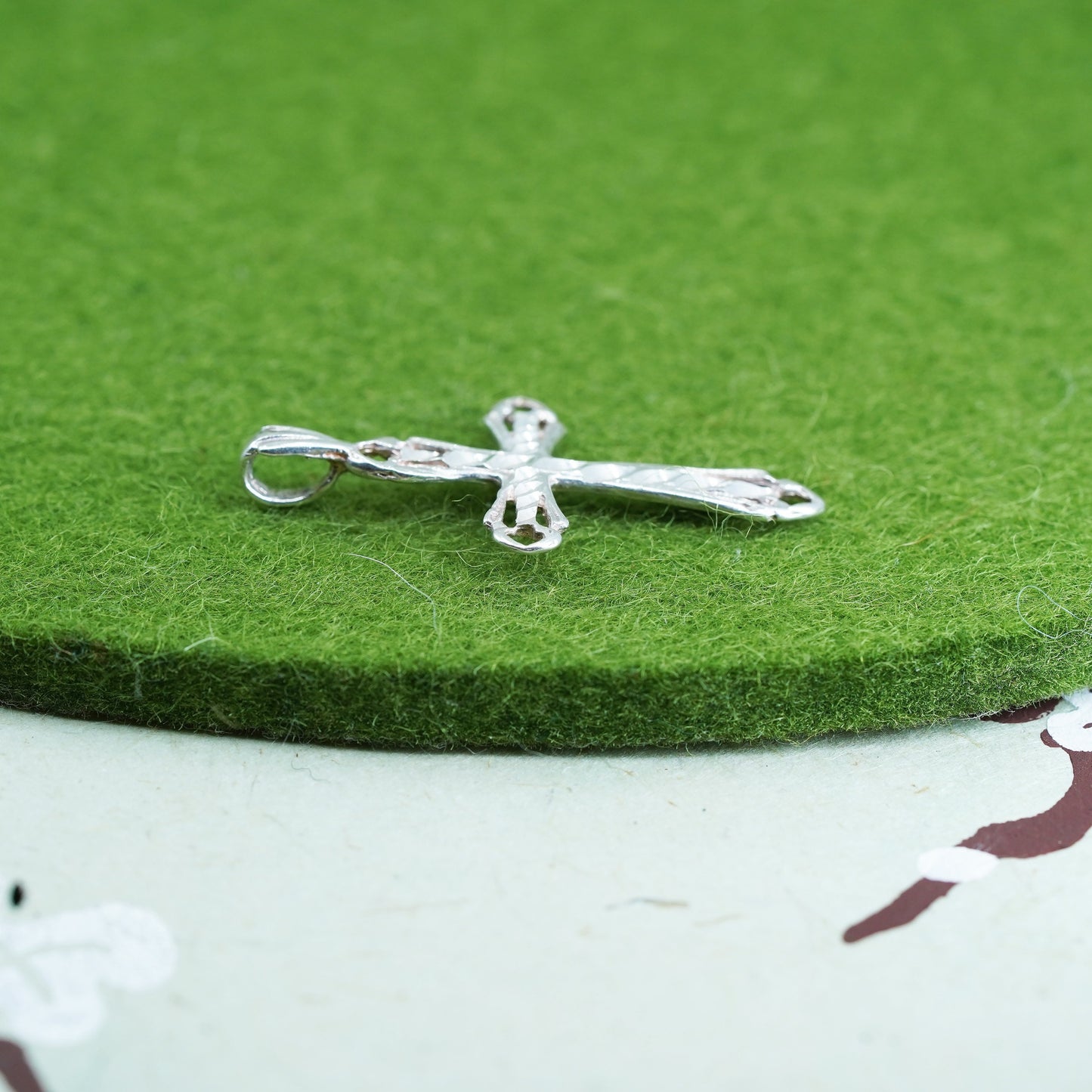 Vintage handmade Sterling silver filigree pendant, 925 cross charm