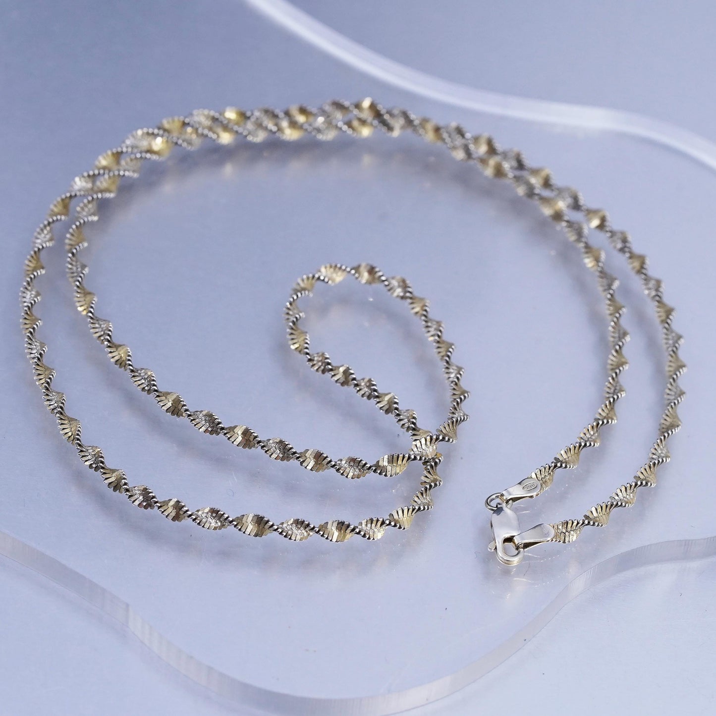 24", Italy vermeil gold over Sterling 925 silver twisted herringbone necklace