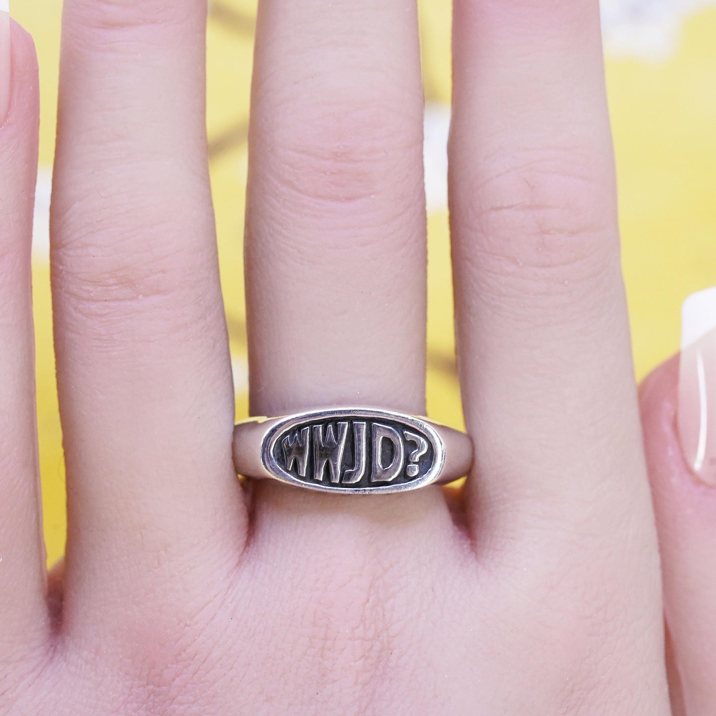 SZ 10.25, WWJD Sterling Silver 925 Ring, What Would Jesus Do Signet Ring, Faith