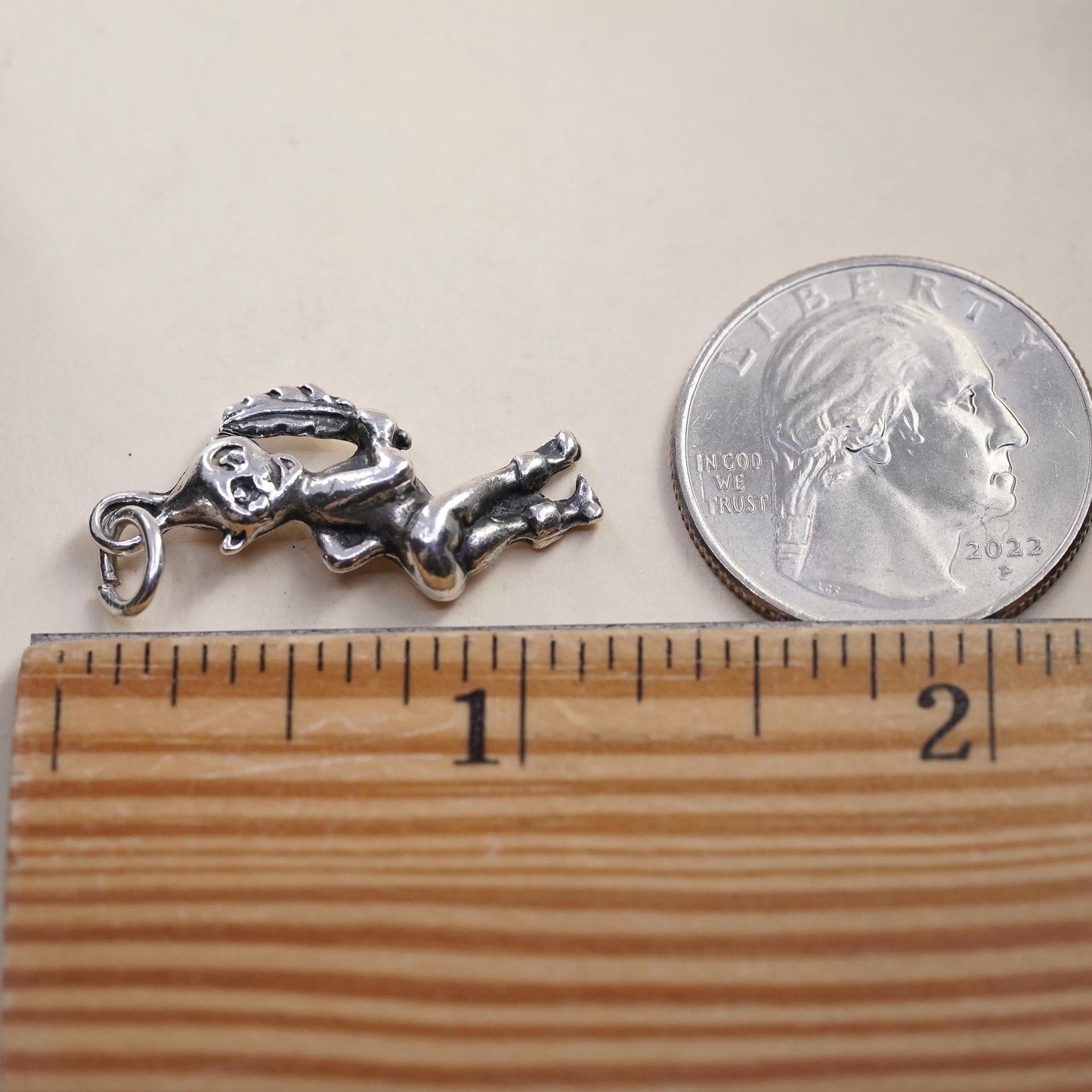 Sterling 925 Silver Devil Charm Satan Figural Pendant Demon Halloween Gothic