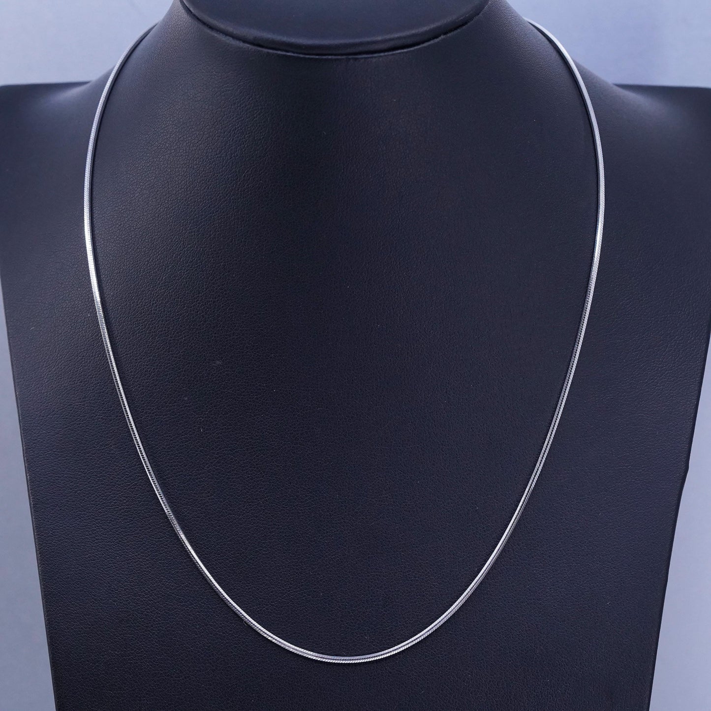 18” 1mm, vintage Italian Sterling 925 silver square snake chain necklace