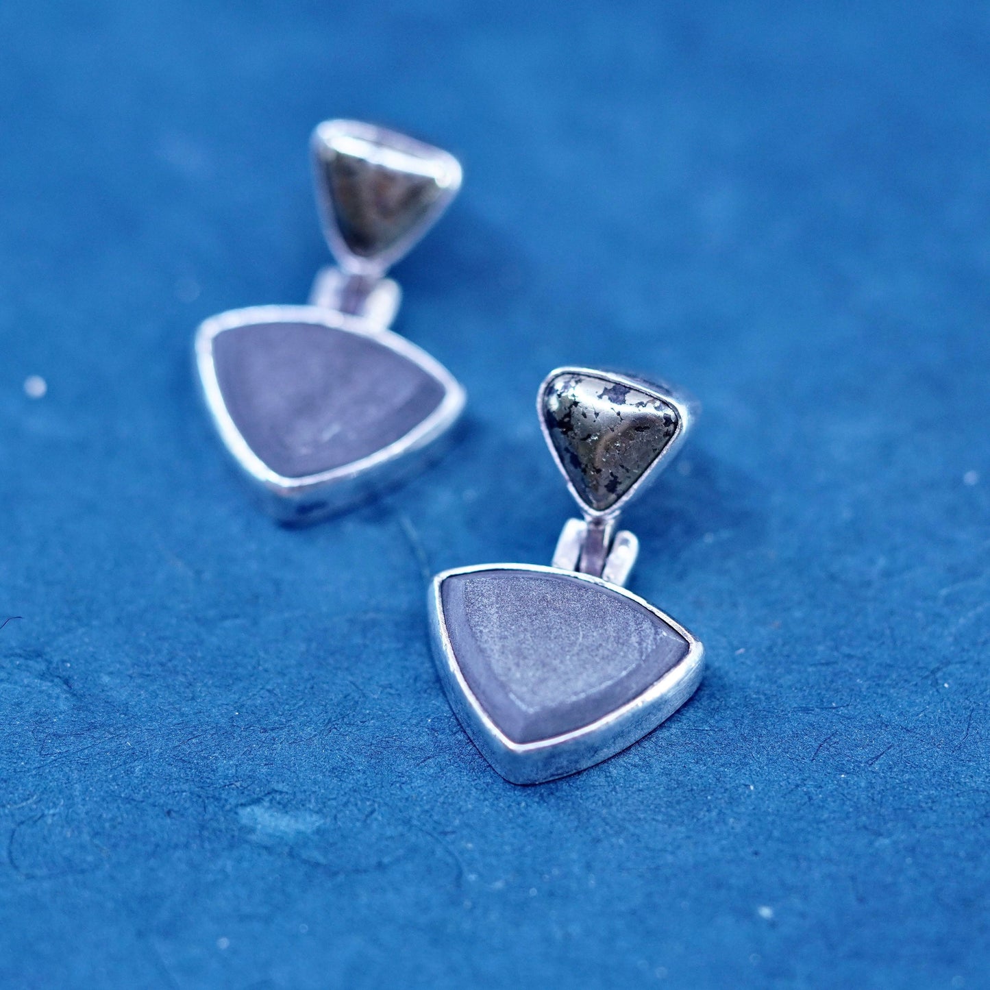 Janice Lee Riply Camenae JLR Sterling silver 925 earrings hematite inlay