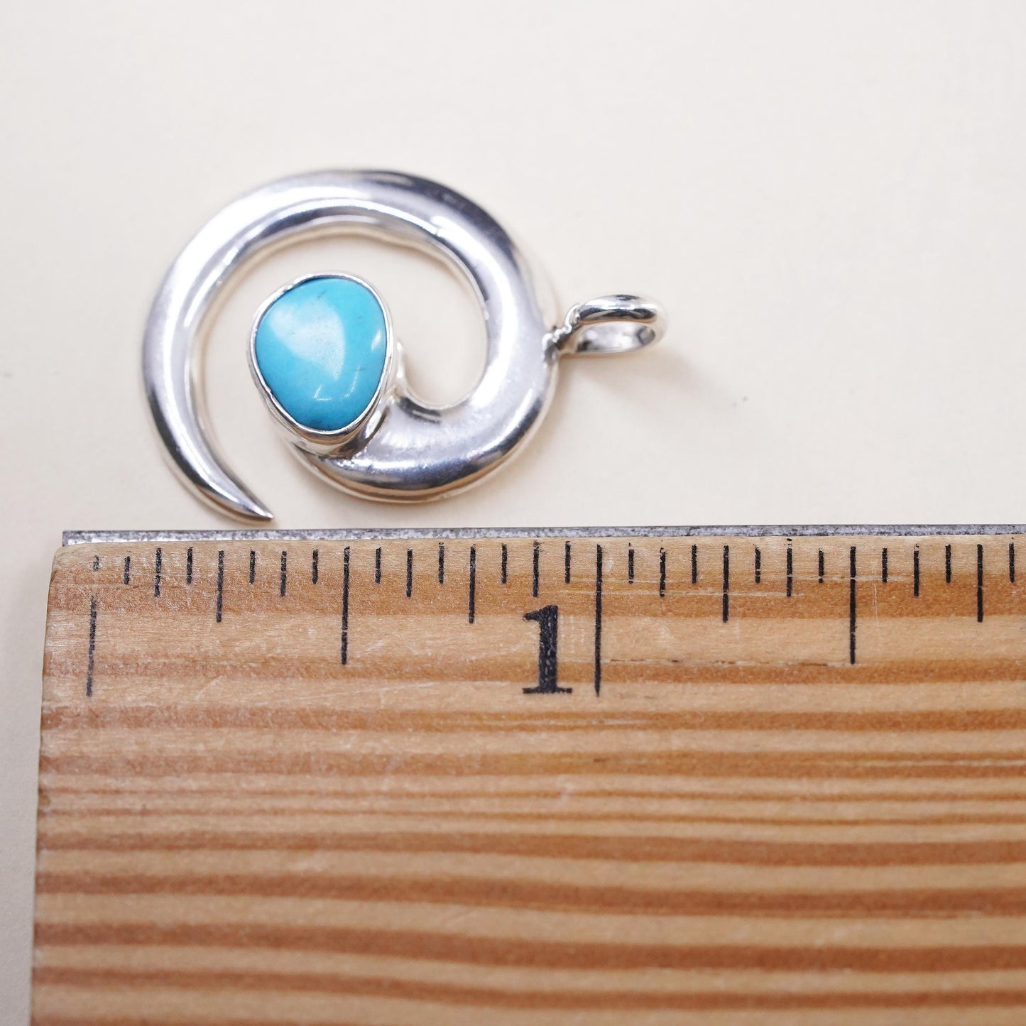 Native American Leonard Maloney Sterling silver pendant, 925 spiral turquoise