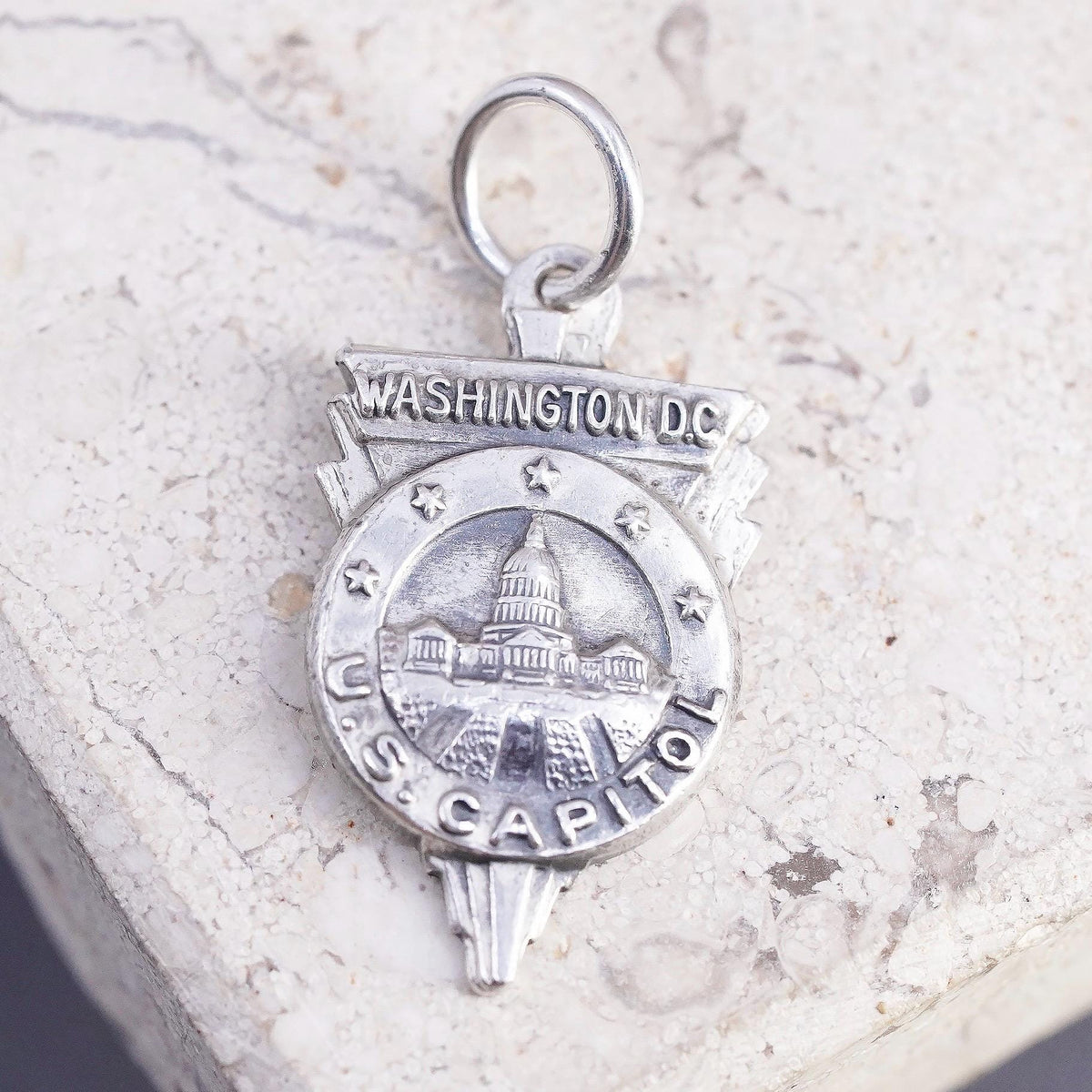 Vintage Sterling 925 Silver Washington DC U.S. White House Charm Pendant
