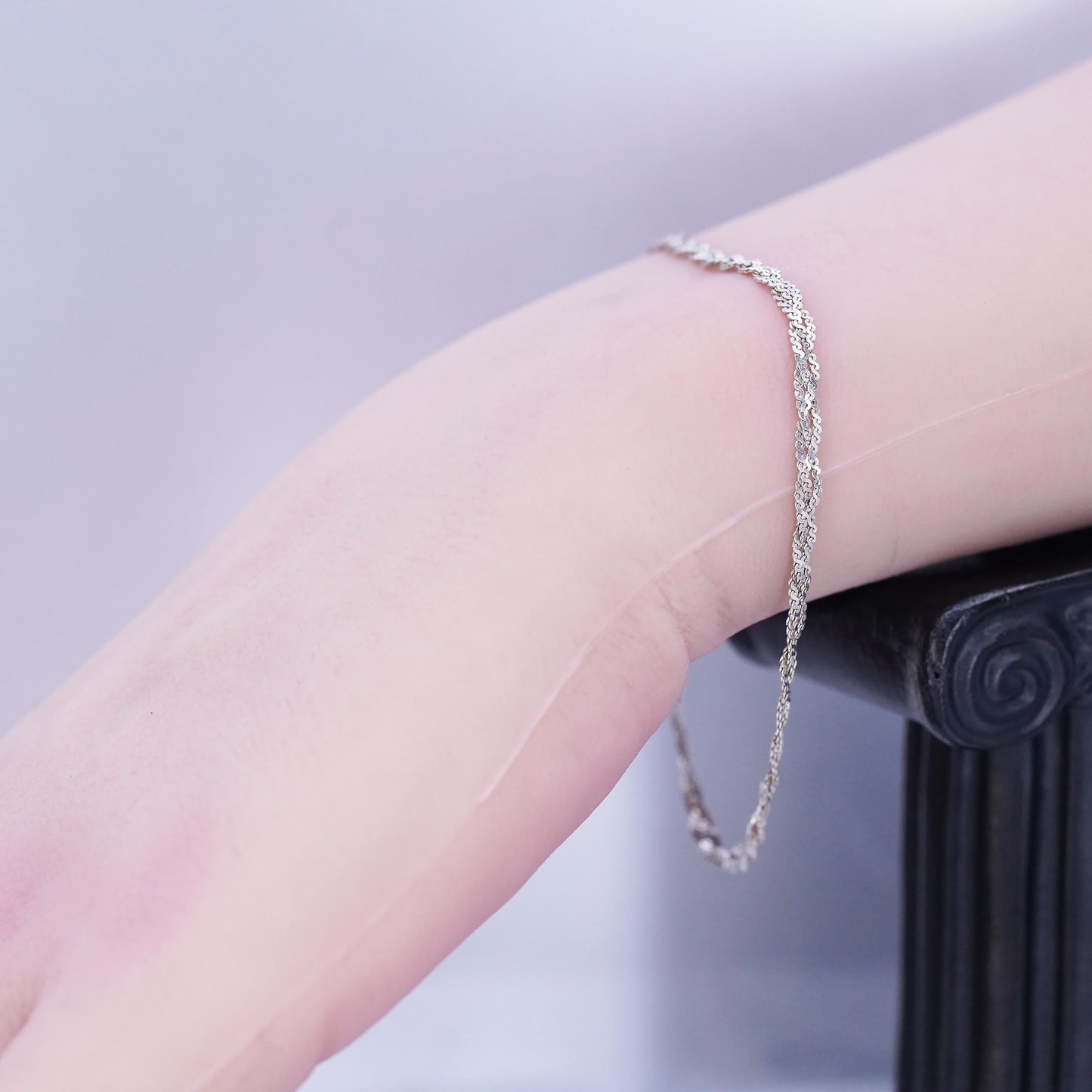 7.25”, 3mm, Vintage Italian Sterling 925 silver woven S link bracelet