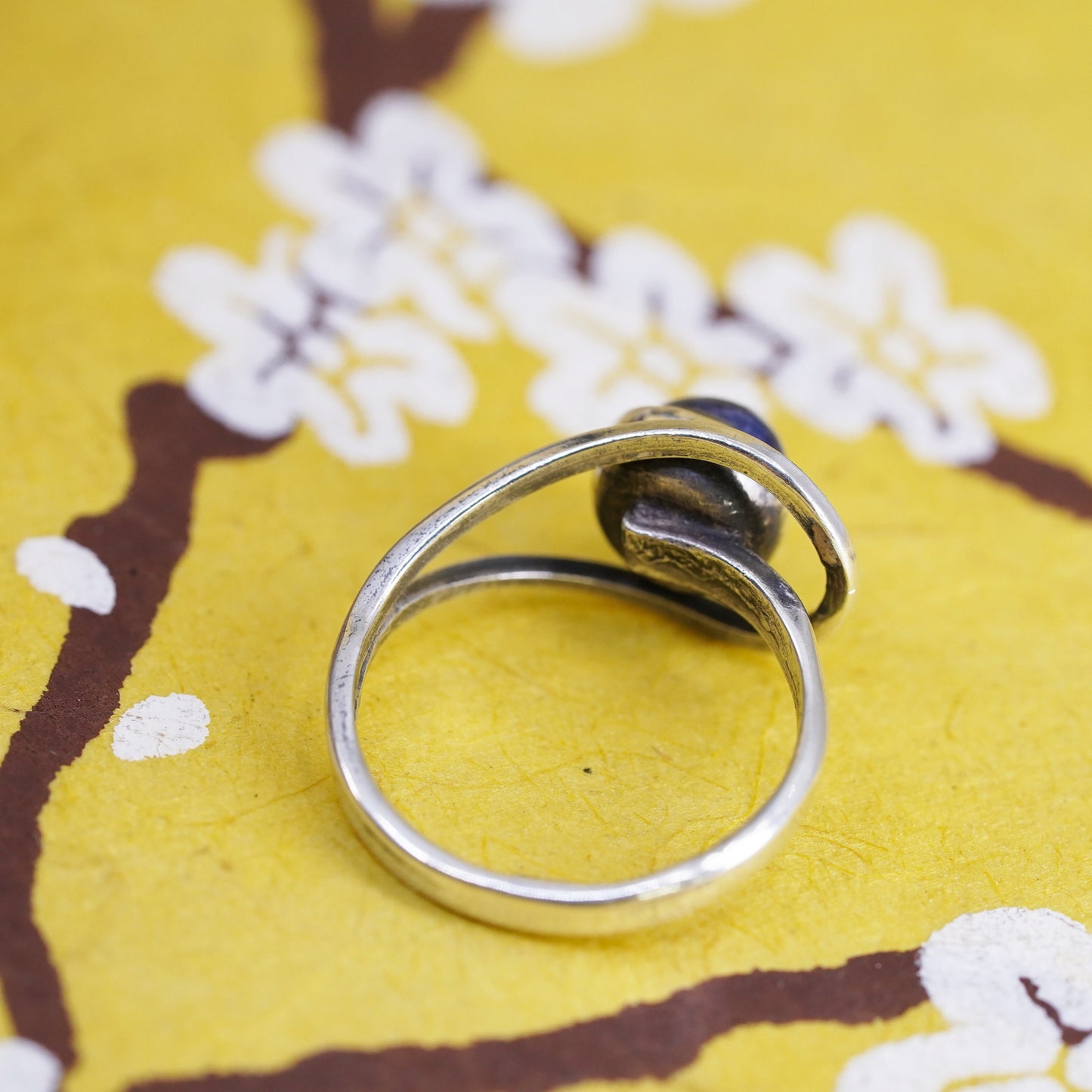 Size 3.75, vintage Sterling 925 silver handmade ring with sodalite