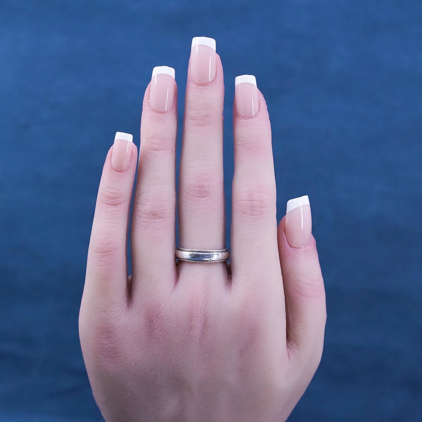 Size 7, vintage Sterling silver handmade ring, 925 wedding band